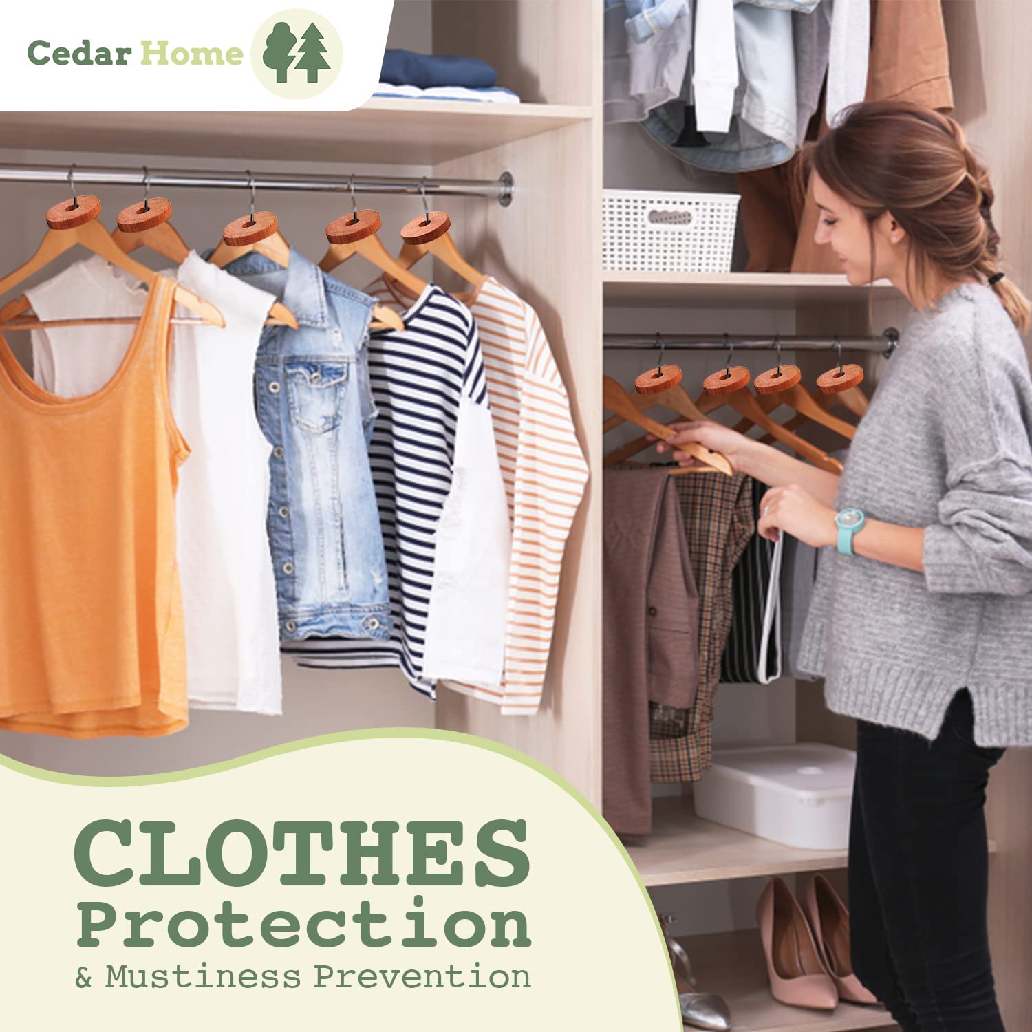 Cedar Hyde Cedar Blocks For Clothes Storage | Cedar Balls & Cedar Rings | Dresser Drawer Freshener Odor Eliminator | 40 Pieces,