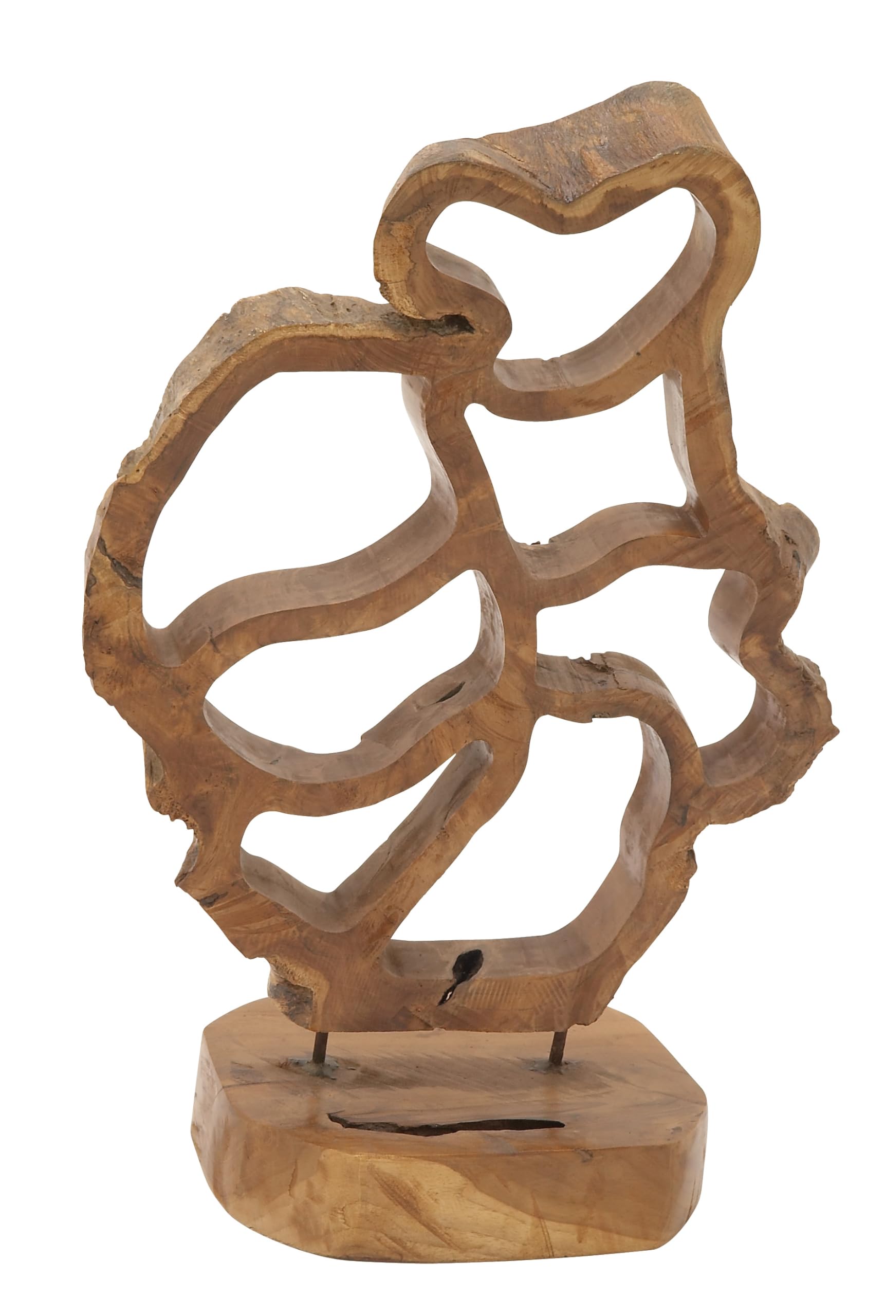 Deco 79 Teak Wood Abstract Handmade Decorative Sculpture Home Decor Statue, Accent Figurine 16 x 8 x 25, Brown