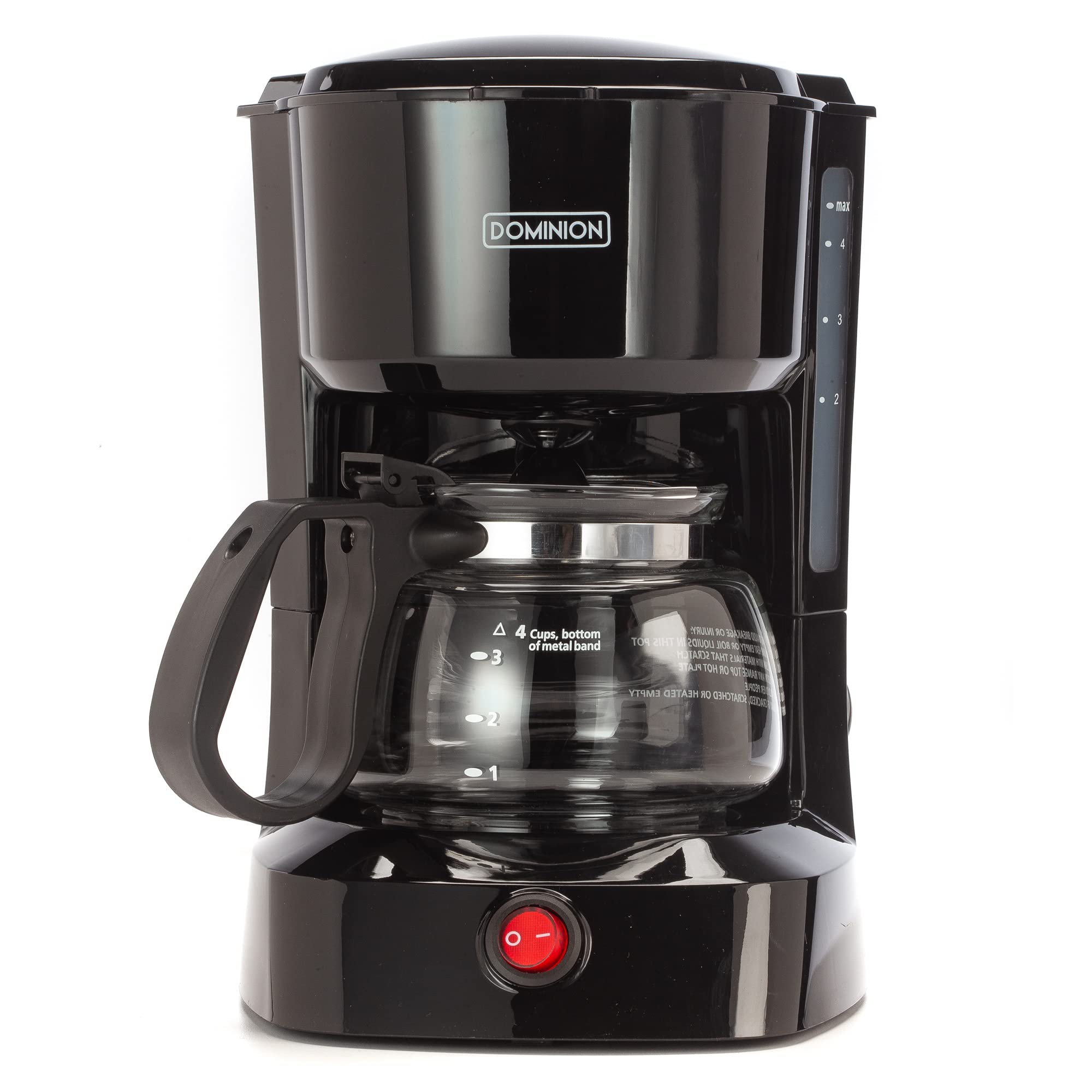 Dominion 4-Cup Coffeemaker Compact Coffee Pot Brewer Machine, Quiet with On/Off LED Indicator Light, Auto Pause Feature, Easy An