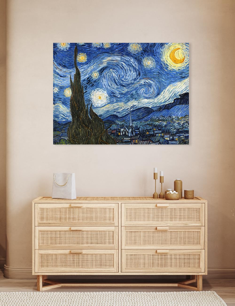 Decorarts - Starry Night - Vincent Van Gogh Reproductions. Oversize Giclee Canvas Print Wall Art For Home Wall Decor. 40X30 In