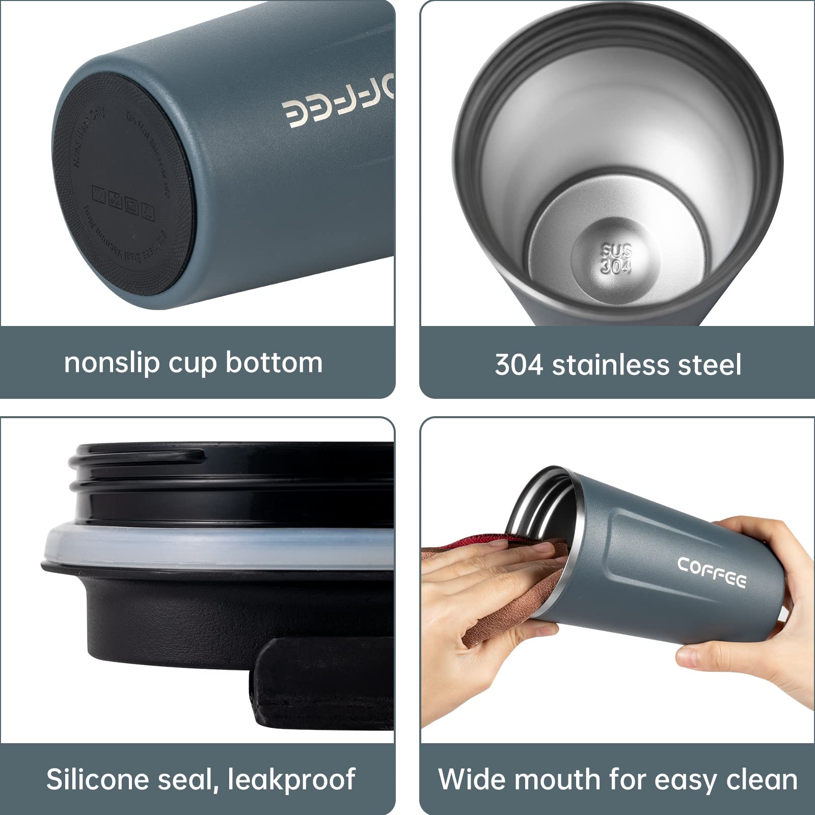 Travel Coffee Mug, 17Oz Insulated Tumbler With Lid Spill Proof, Leakproof Stainless Steel Vacuum Cups For Iced / Hot Coffee Gift