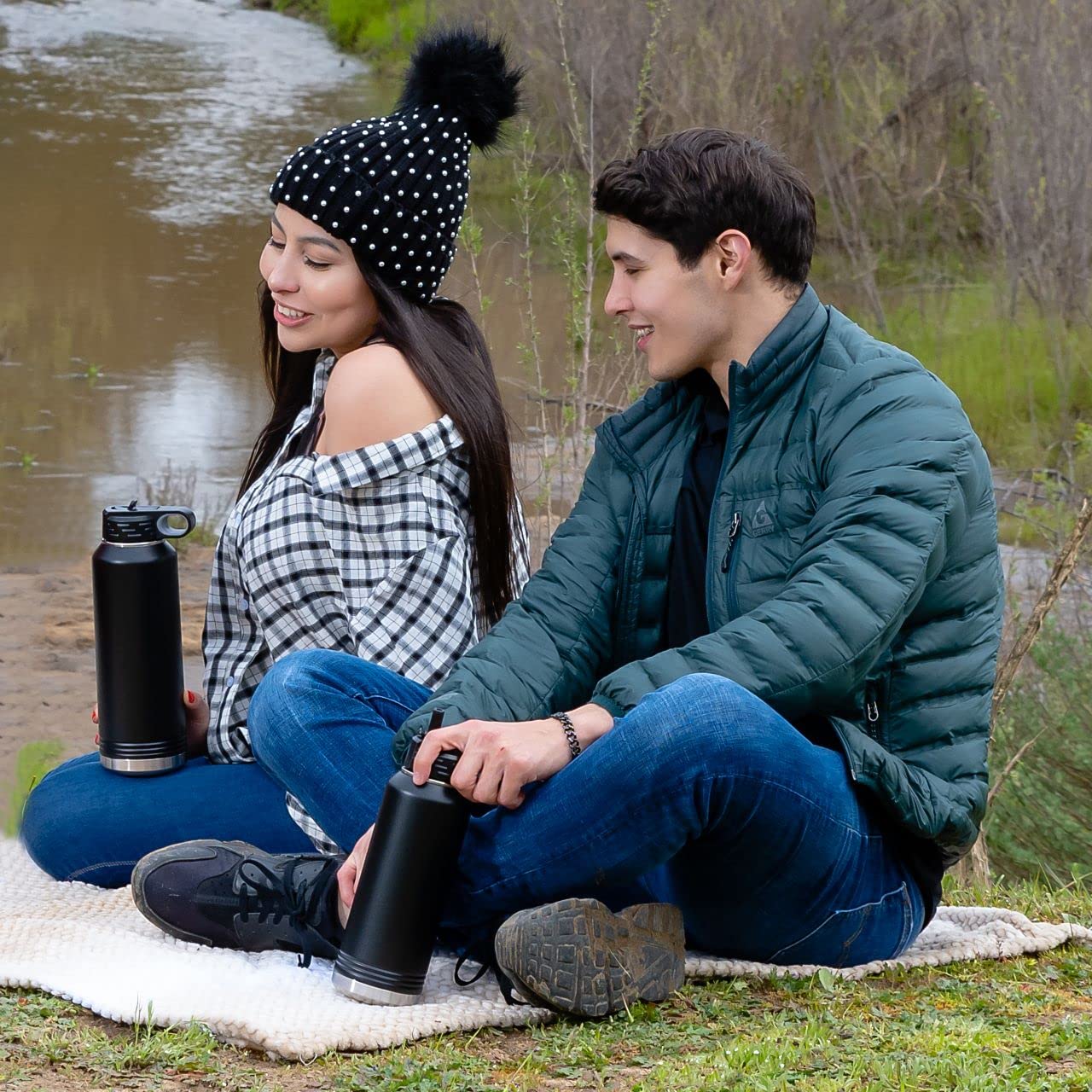 Lasergram Personalized Water Bottle, Horse Head 1, Stainless Steel Double Wall Vacuum Insulated With Flip Top Straw, Custom Engr