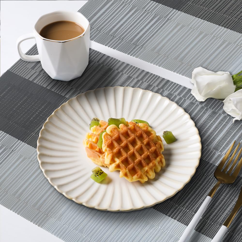 Homedge Pvc Placemat, 4 Pcs Of Non-Slip Heat Resistant Place Mats, Washable Vinyl Placemats, Set Of 4 - Ombre Silver Gray Black