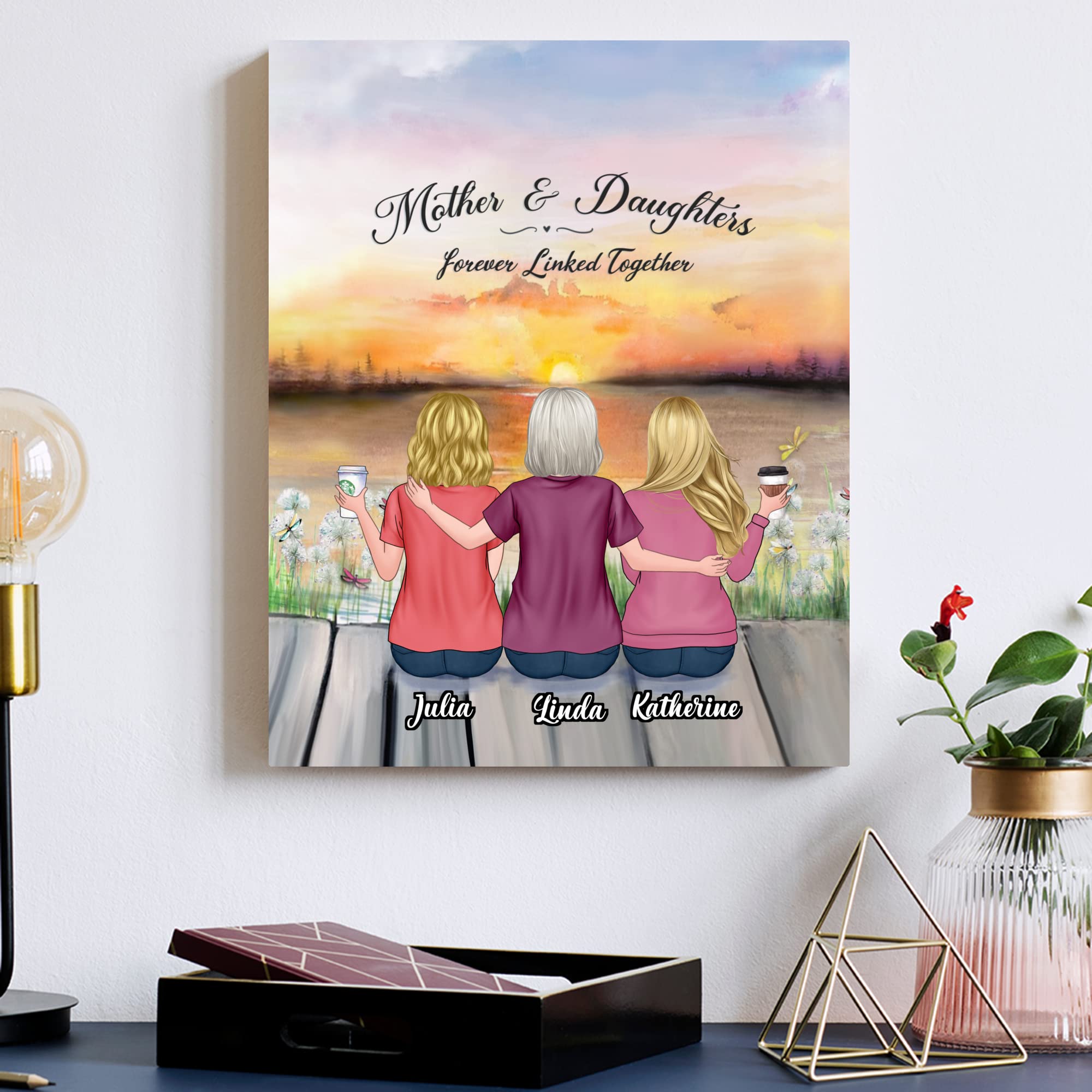 Gossby Custom Mom Wrapepd Canvas - Custom Gift For Mom From 2 Daughters With Design, Name - Mother Daughter Gift - Mothers Day,