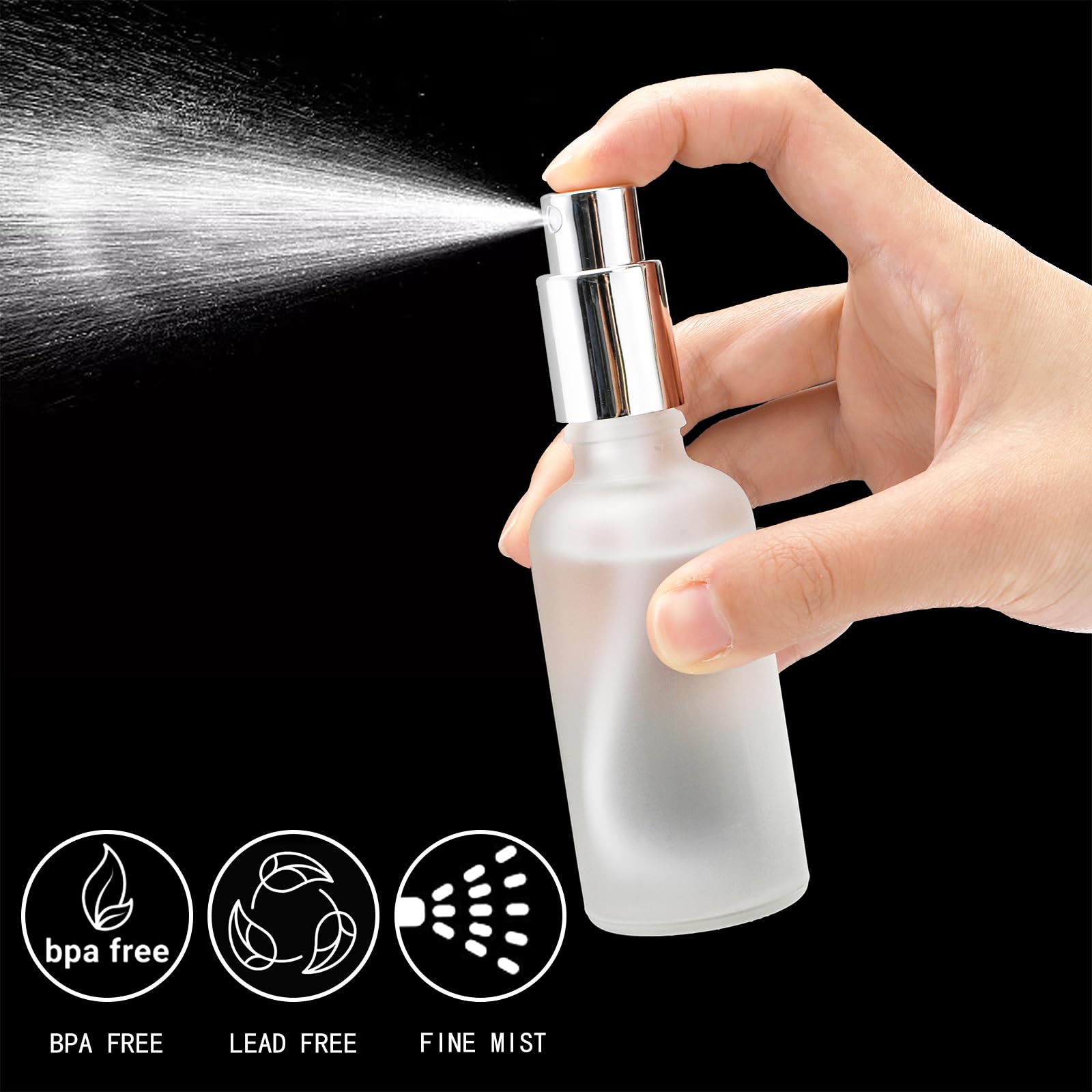 Bekith 16 Pack 50Ml Glass Spray Bottles, Frosted Empty Perfume Atomizer, Refillable Fine Mist Spray For Essential Oils, Cleaning
