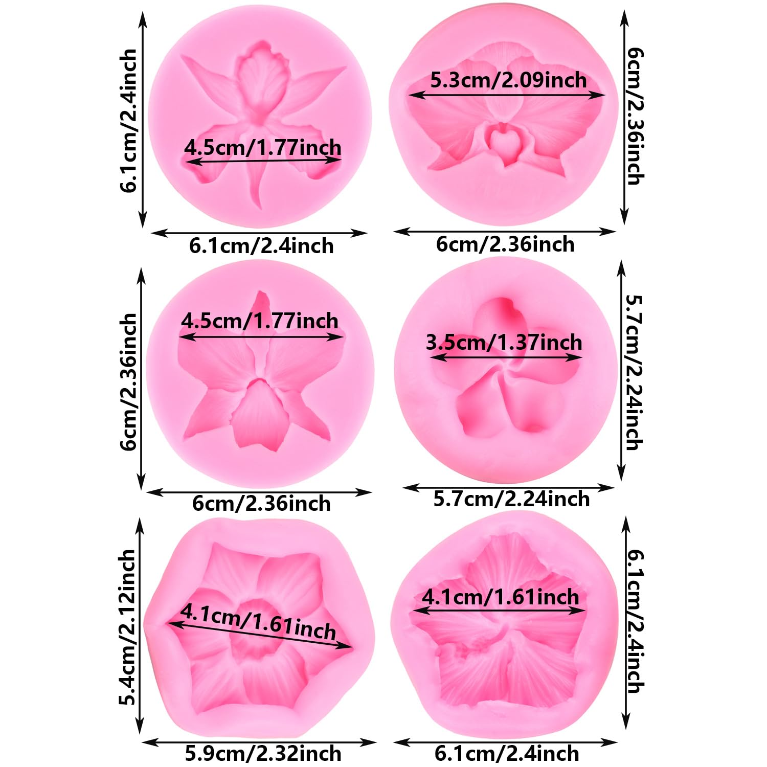 Zixiang Orchid Flower Silicone Mold Plumeria Flower Fondant Mold Hibiscus Flower Chocolate Molds For Flower Cake Decorating Cupc