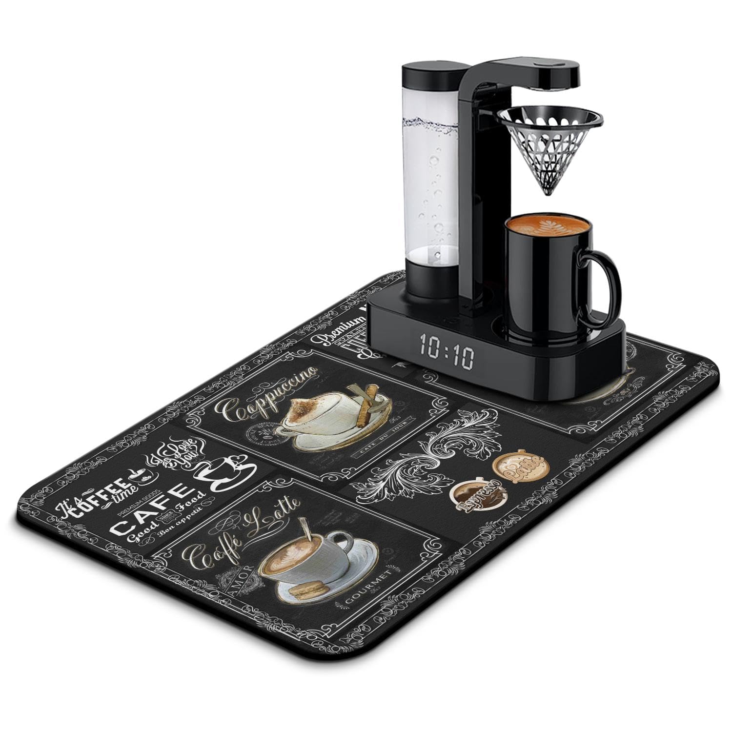 Absorbent Coffee Bar Mat - 23inx15in, Anti-Slip, Fits Under Coffee Machine, Dish Drying Mat for Countertops