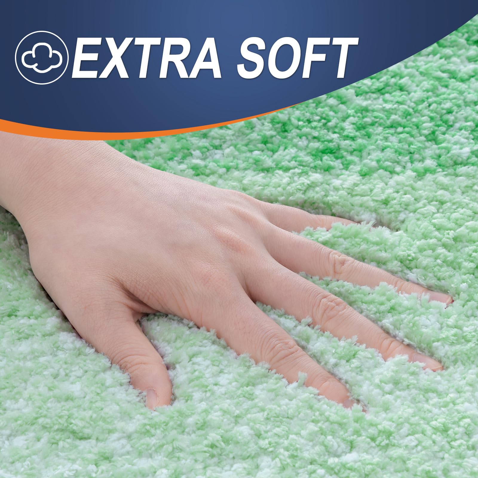 OLANLY Luxury Bathroom Rug Mat 47x17  Extra Soft and Absorbent Microfiber Bath Rugs  Non-Slip Plush Shaggy Bath Carpet Runner  Machine Wash Dry  Bath Mats for Bathroom Floor  Tub and Shower  Green