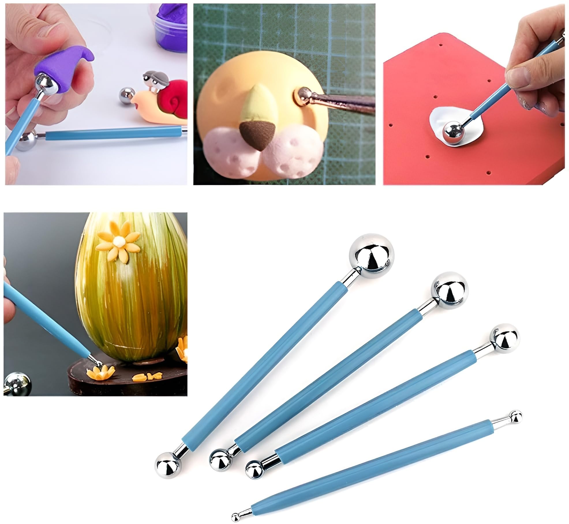 Zavaca 7 Pcs Rose Petal Cutter, 4 Pcs Herbaceous Peony Cutter & 4 Pcs Metal Ball Fondant Cake Decorating Sugarcraft Gumpaste Flo