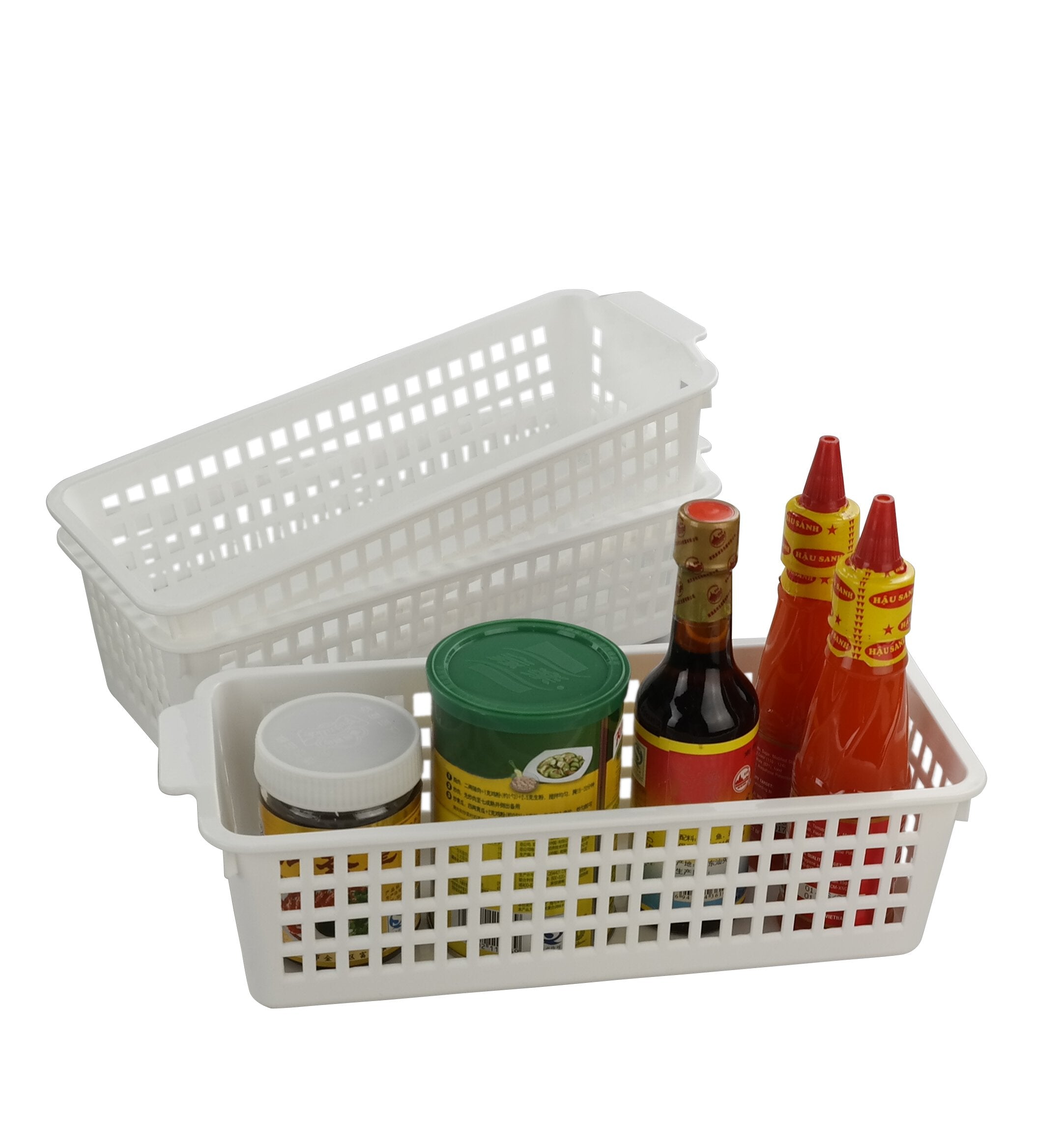 Fiazony 6-Pack Small Plastic Storage Baskets / Trays Organizer, White