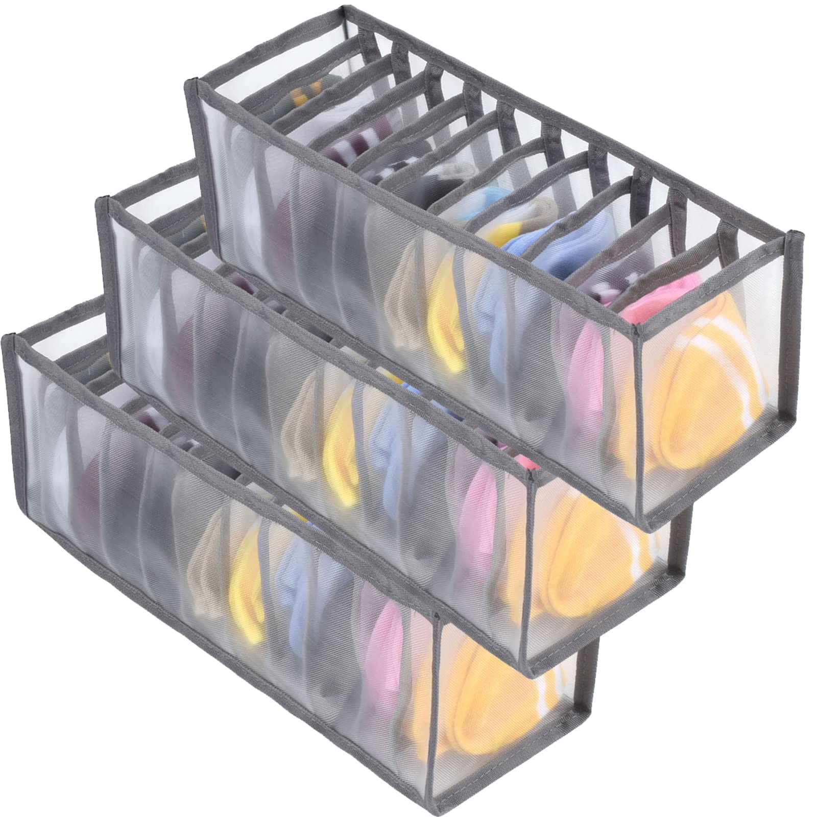 TIGARI Wardrobe Clothes Organizer, Sock Organizer Drawer Divider, Foldable Drawer Compartment Storage for Socks Underwear Bra Ti