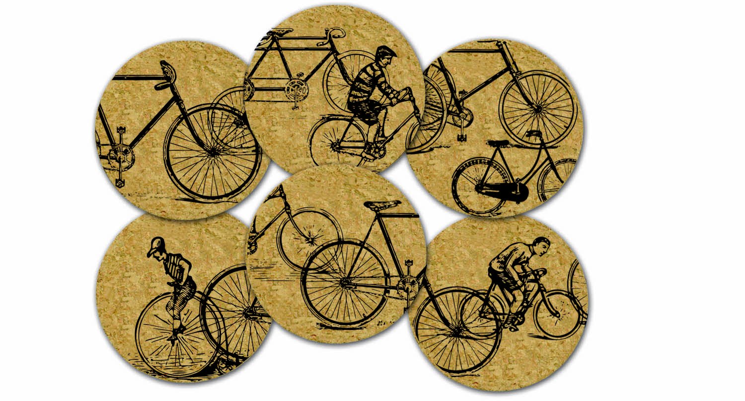 Corkology Antique Bicycles Coaster Set, Cork