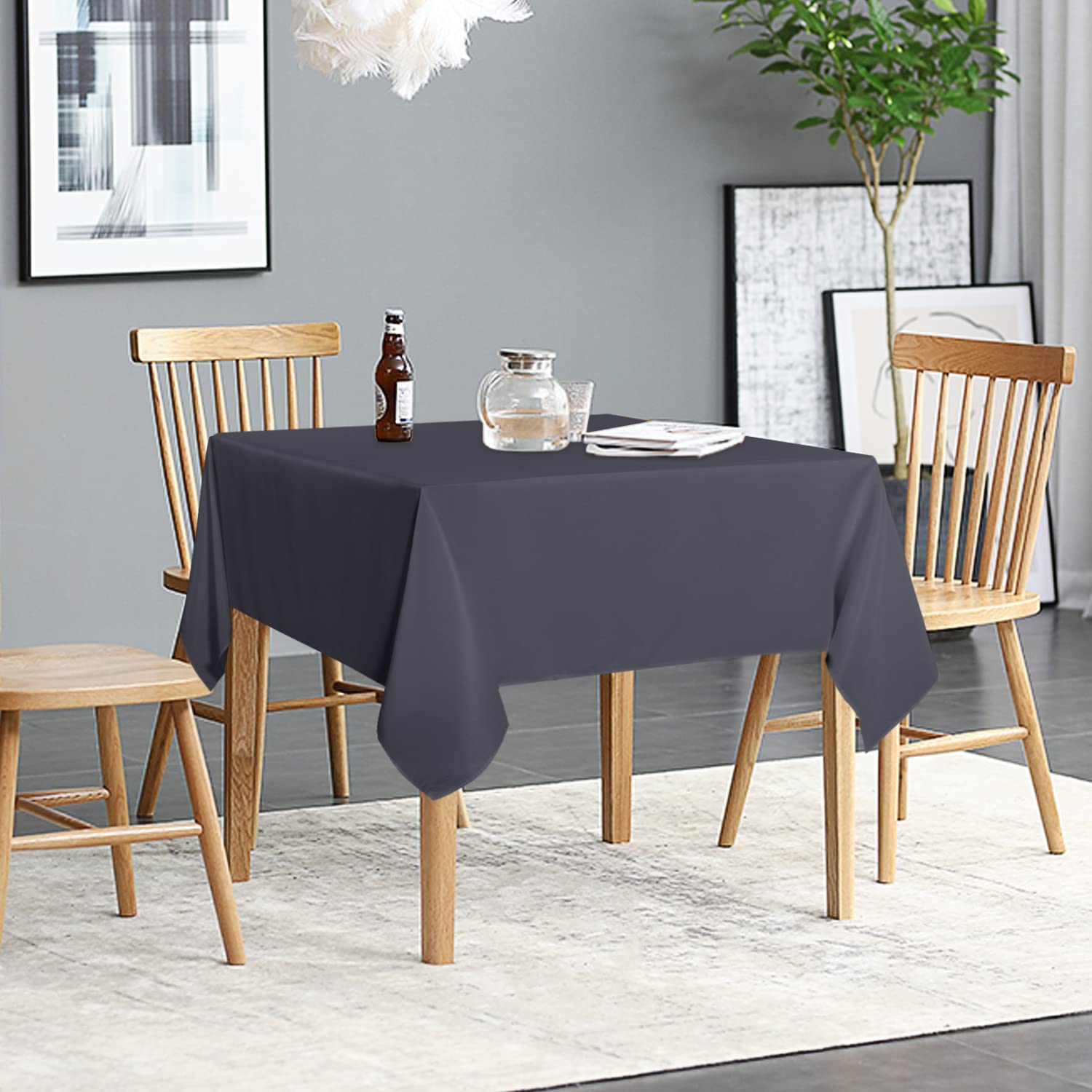 Sancua 2 Pack Dark Grey Tablecloth 54 X 54 Inch, Stain And Wrinkle Resistant Square Table Cloth - Washable Polyester Table Cover