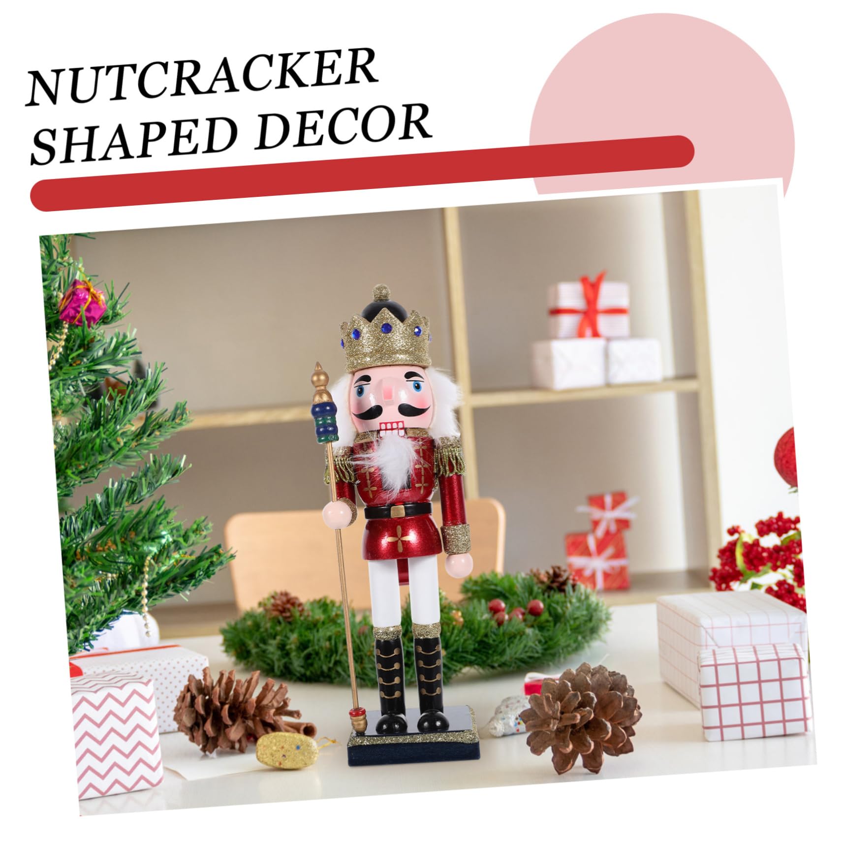 SEWACC Wooden Nutcracker Christmas Decoration Nutcracker Figure Cute Xmas Decor for Home Office Unique Holiday Ornament Cheerful