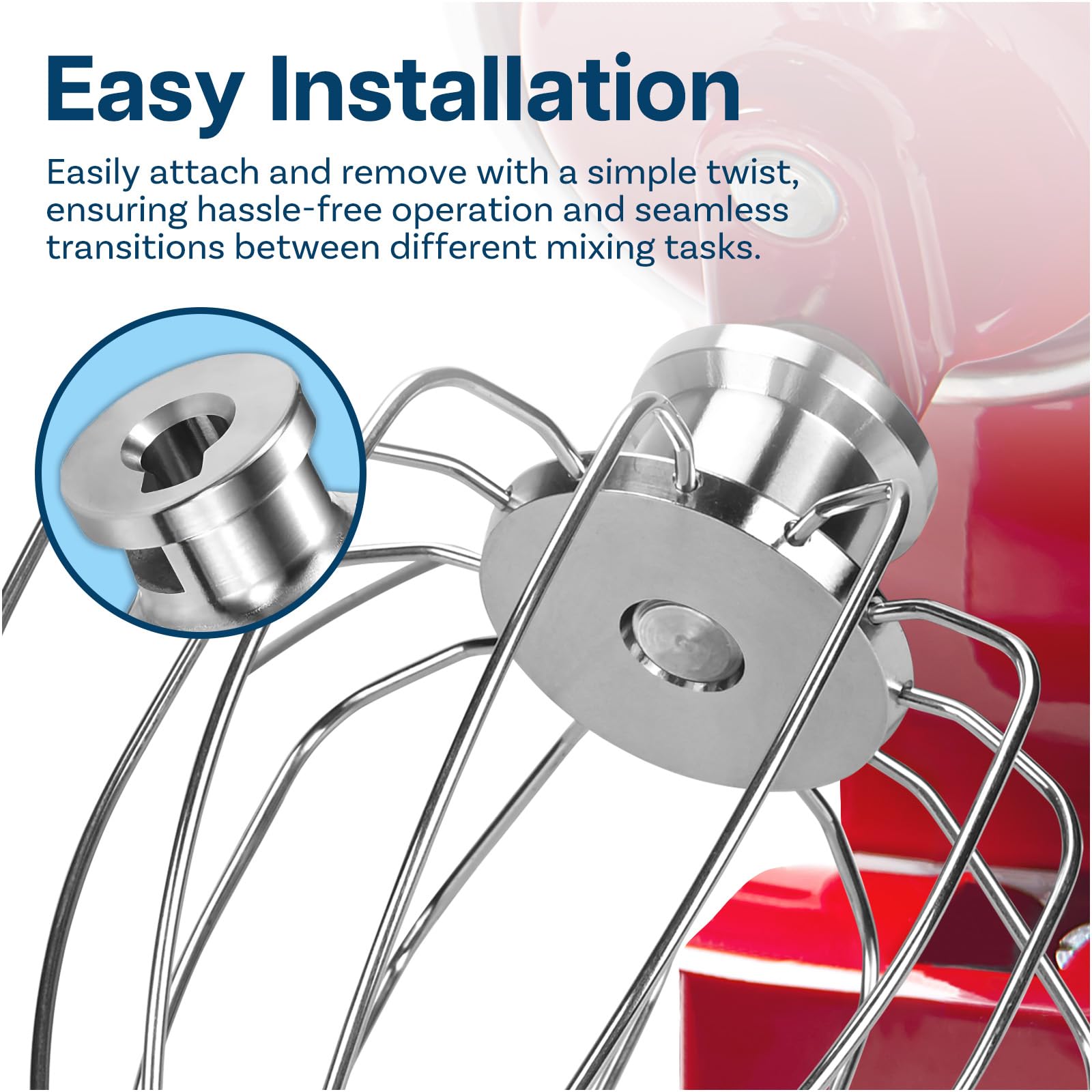 MMOBIEL 6-Wire Whip Attachment Replacement K45WW Stainless Steel Whisk Compatible with KitchenAid Mixer Accessories - Egg Cream Stirrer - Cup Cakes Batter Whip - Mayonnaise Mixer
