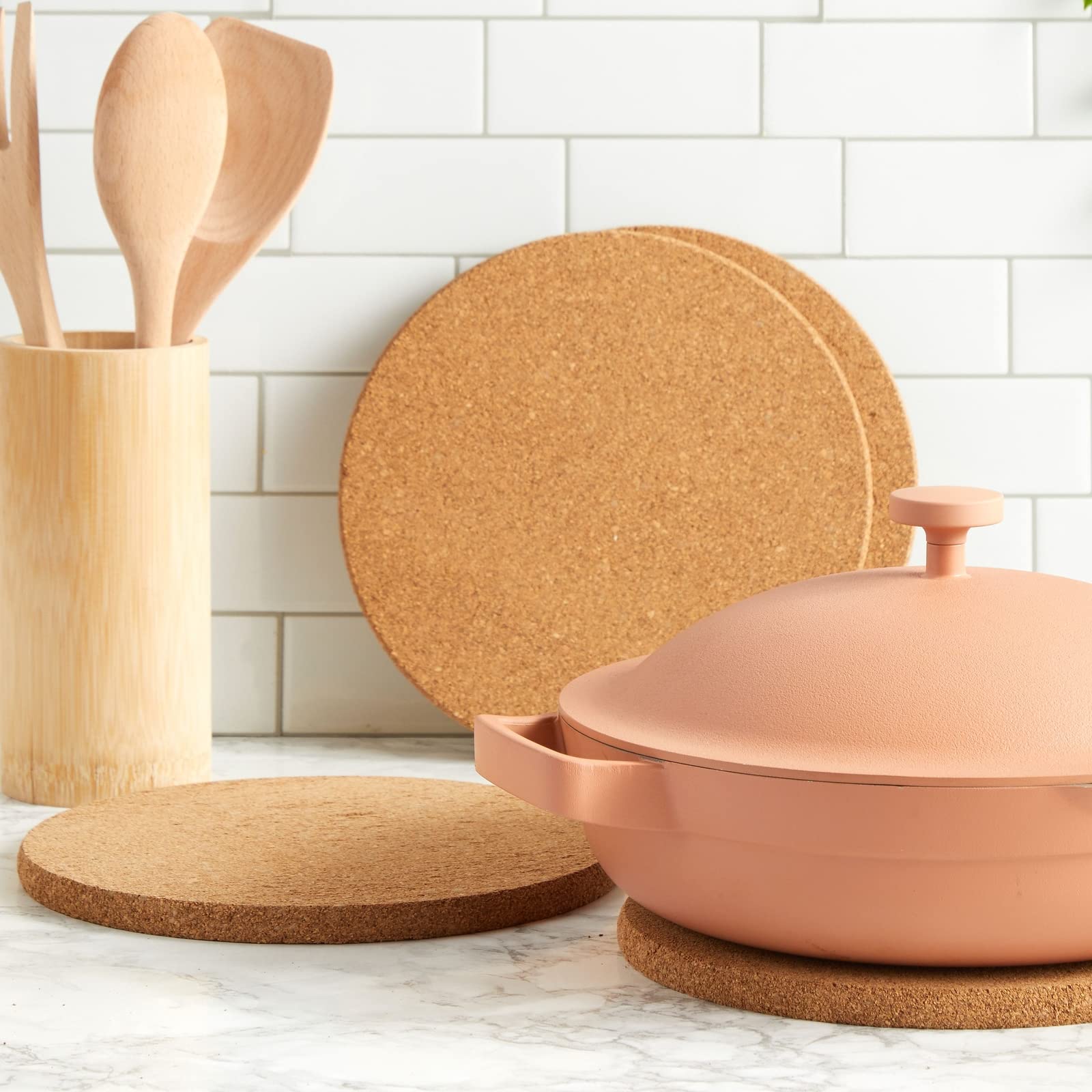 Juvale Round Cork Trivets For Hot Dishes, Plates, And Kitchen Countertops, Multifunctional Heat Resistant Corkboard Pads For Hot