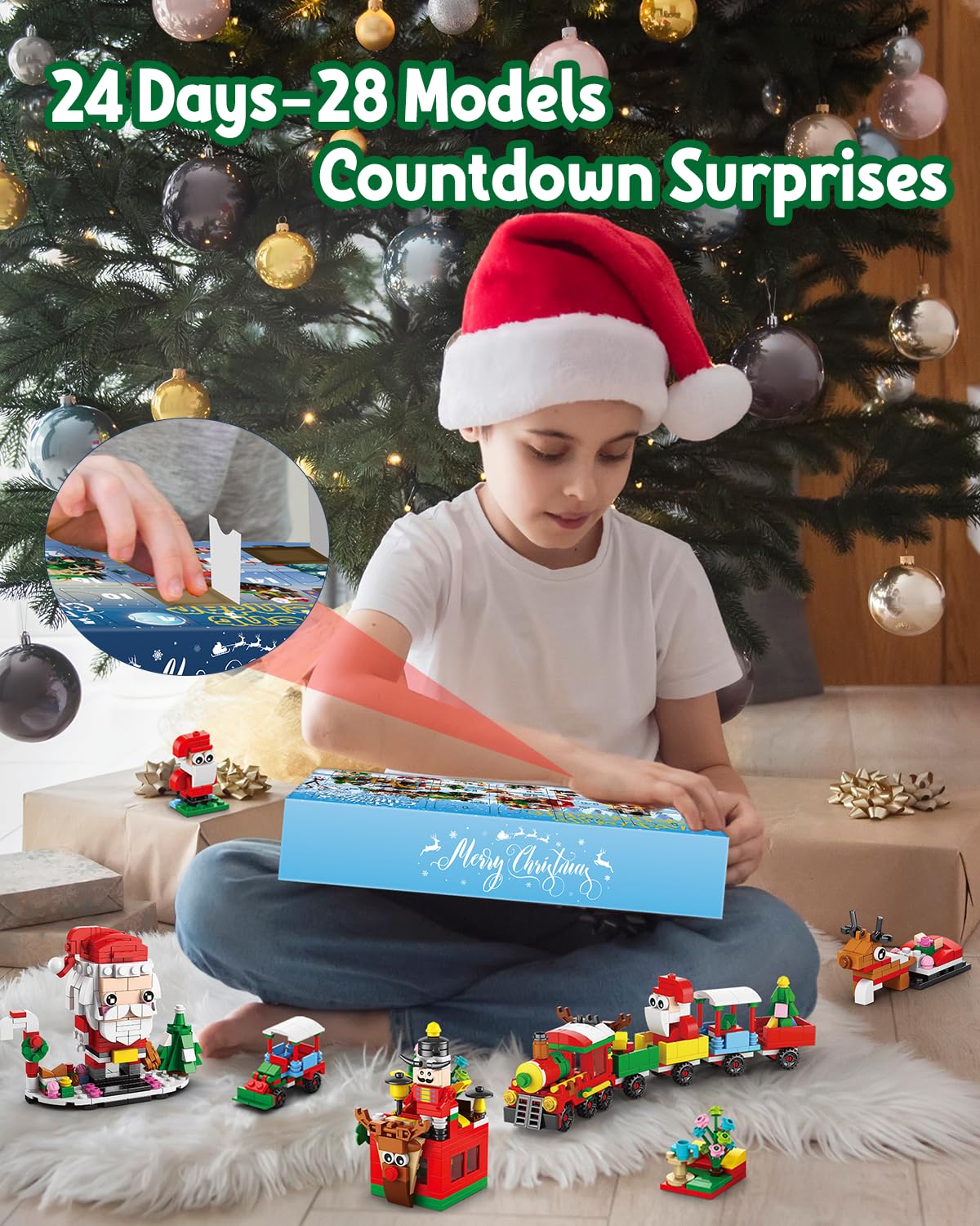 Kids Advent Calendar 2025, Xmas Themed Building Blocks for Kids Ages 6-8, Teen, STEM Toys Playset Christmas Gifts Stocking Stuff