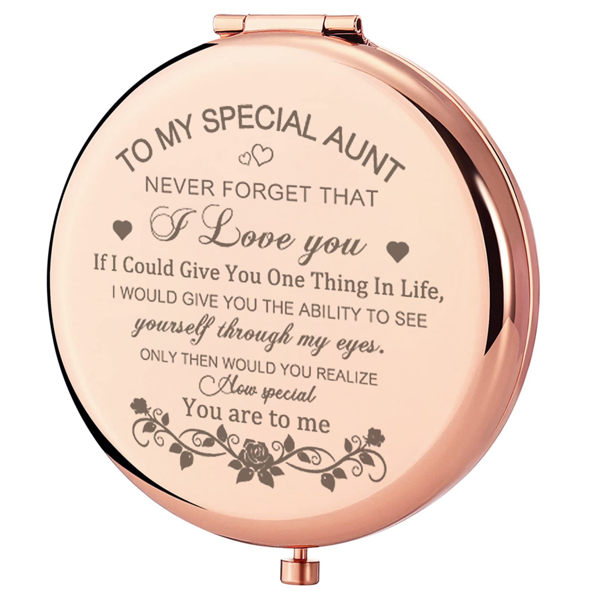 Gaolziuy Compact Mirror, Rose Gold Special Aunt Hand Mirror, 2.5 Inches, Portable, Home Mirror For Mother'S Day, Birthdays