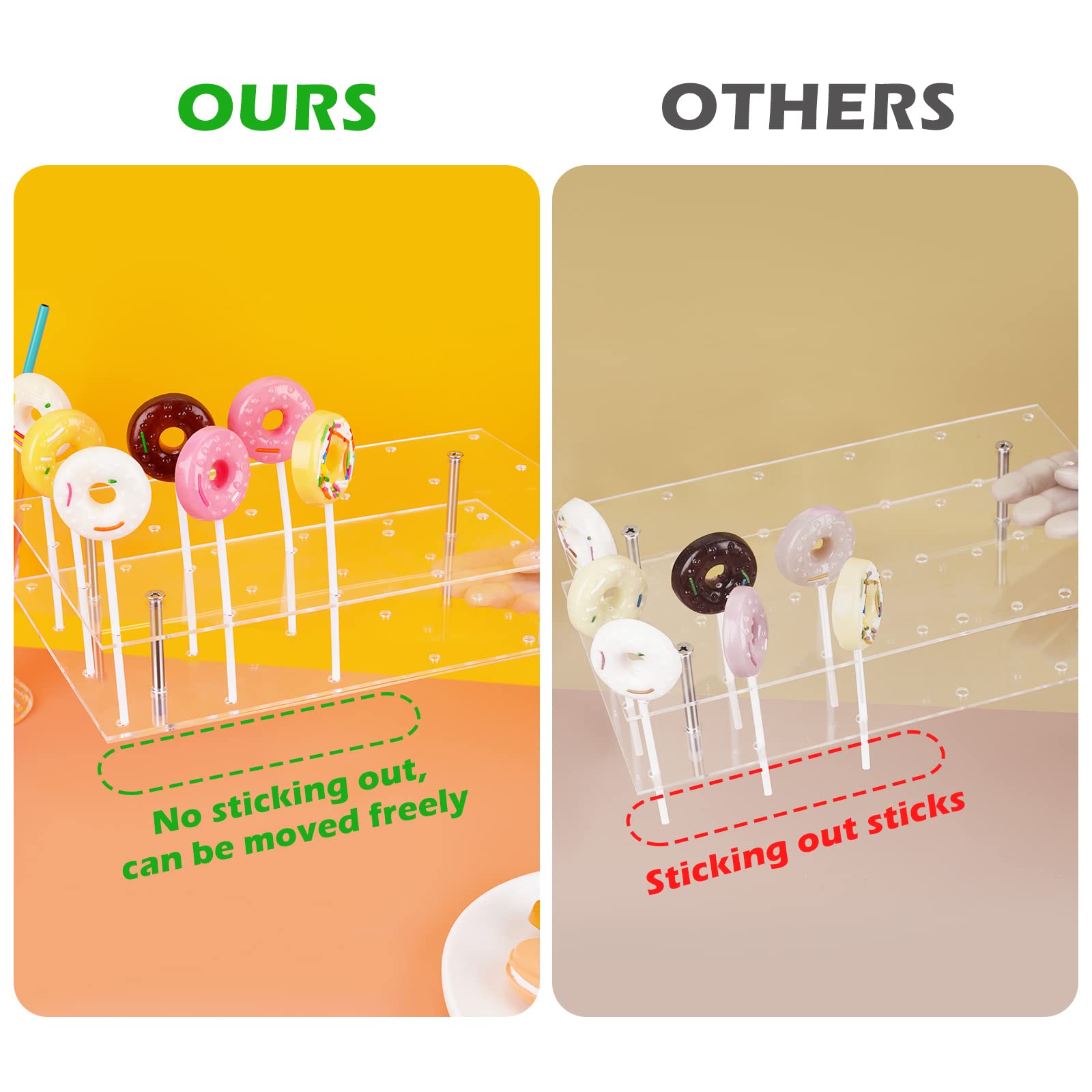 Nihome Cake Pop Stand 24 Holes Aryclic Display Stands For Dessert Table 2-Tier Cupcake Lollipop Candy Display For Wedding Party