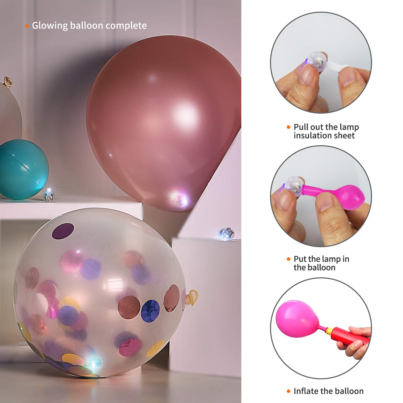 Aogist 50Pcs Red Balloon Lights,Long Standby Time Waterproof Mini Light,Battery Powered,Round Led Ball Lamp For Latex Balloon Pa