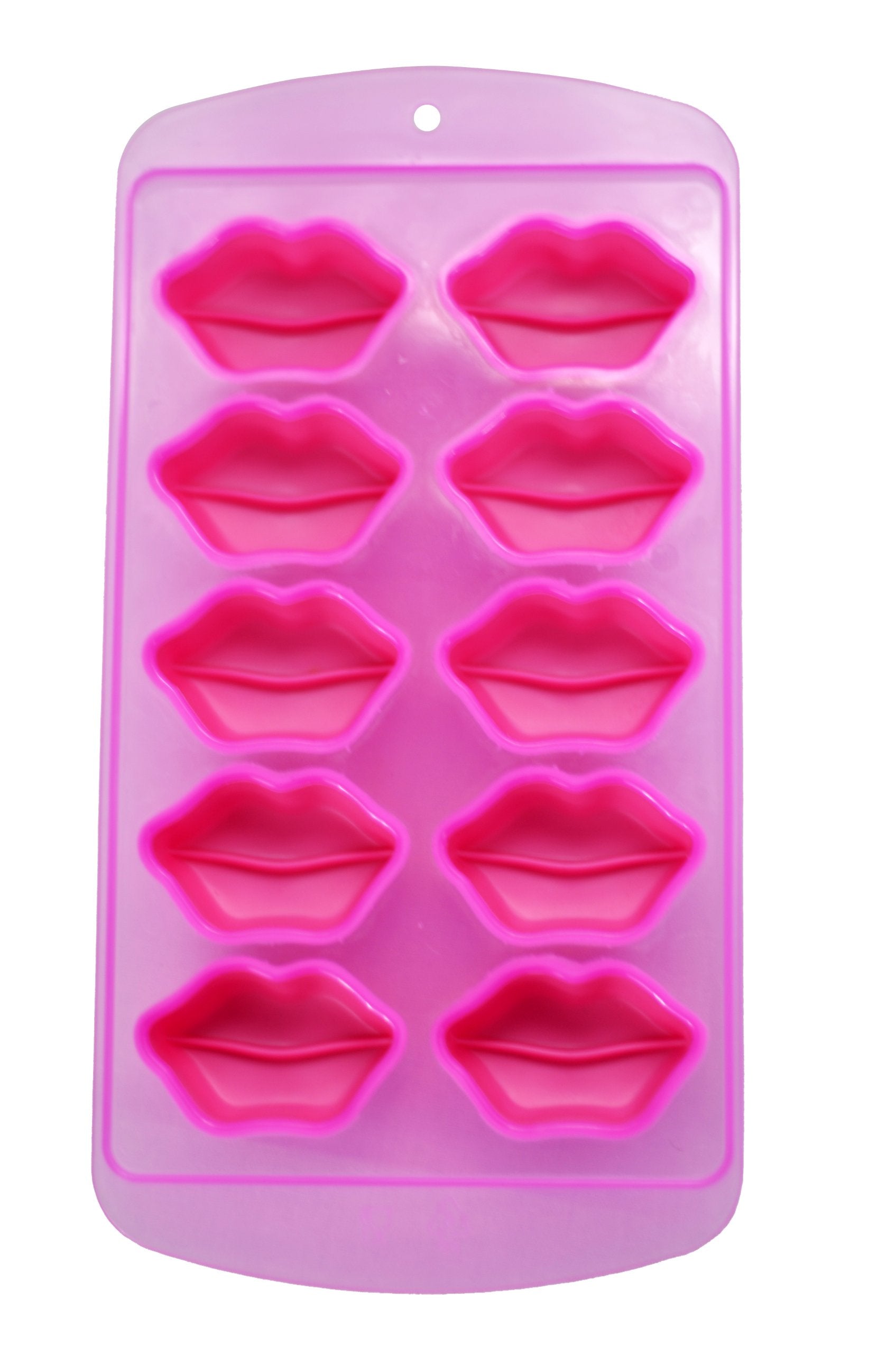 Fairly Odd Novelties Kisses Lips Shape 10 Ice Cube Tray Mold Pink Novelty Gag Gift, One Size