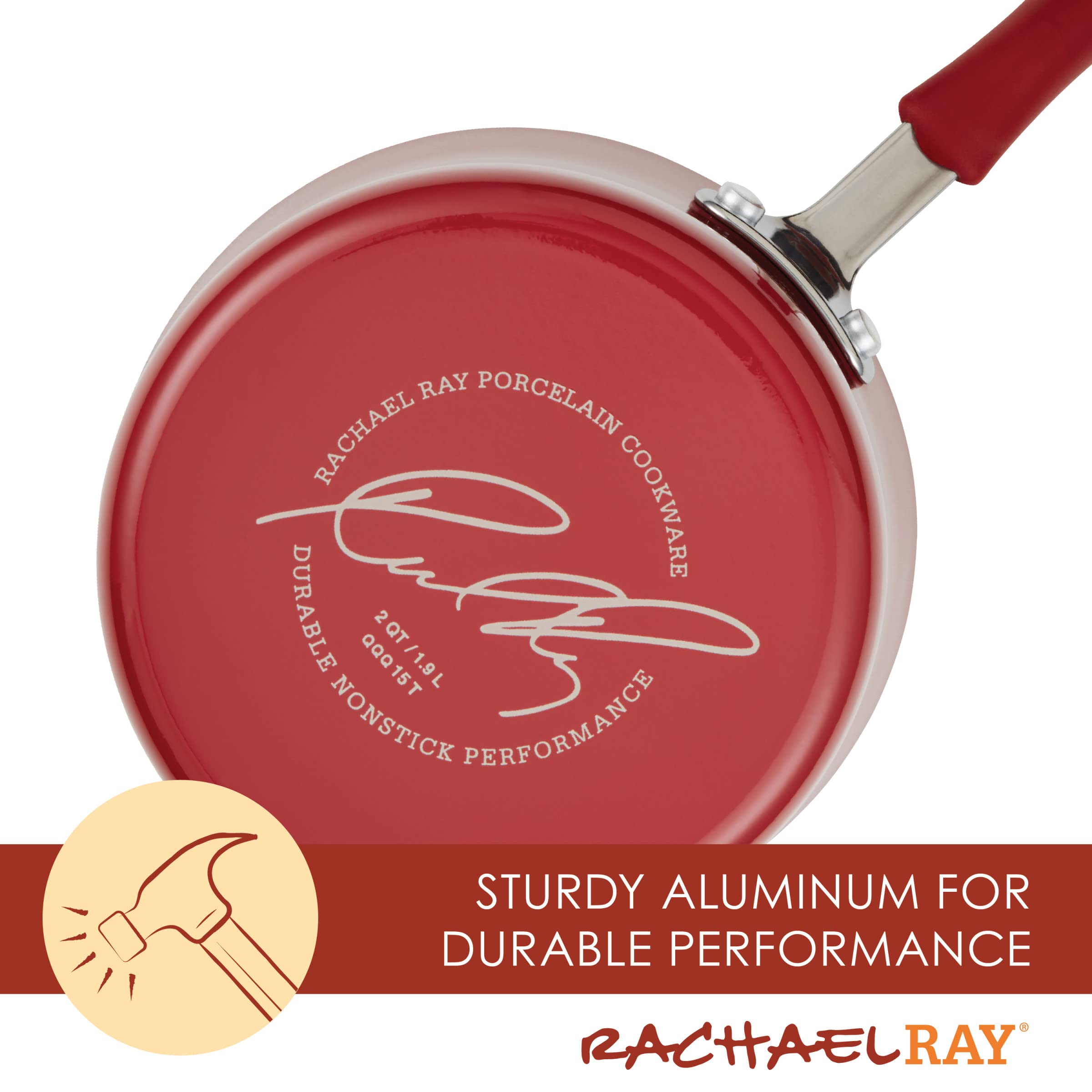 Rachael Ray Cucina Nonstick Cookware/Pots and Pans Set, 10 Piece - Cranberry Red