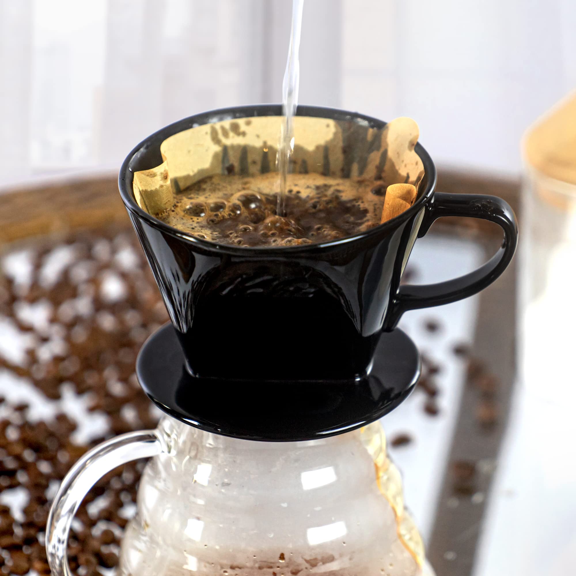LHUKSGF Pour Over Ceramic - Coffee Dripper Ceramic Coffee Maker with 3 Holes Flat Bottom  Porcelain Slow Filter Cone for Travel  Camping  Office  Home  Coffee Maker Brew
