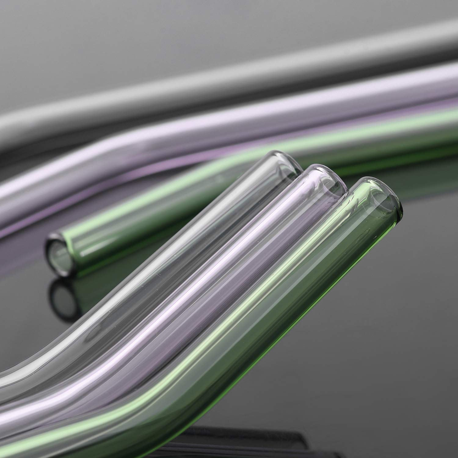 Amzsockets Reusable Glass Straws - 9 '' L X 8 Mm W - Smoothie Drinking Straws For Smoothie, Milkshakes, Pack Of 6 With 1 Cleanin