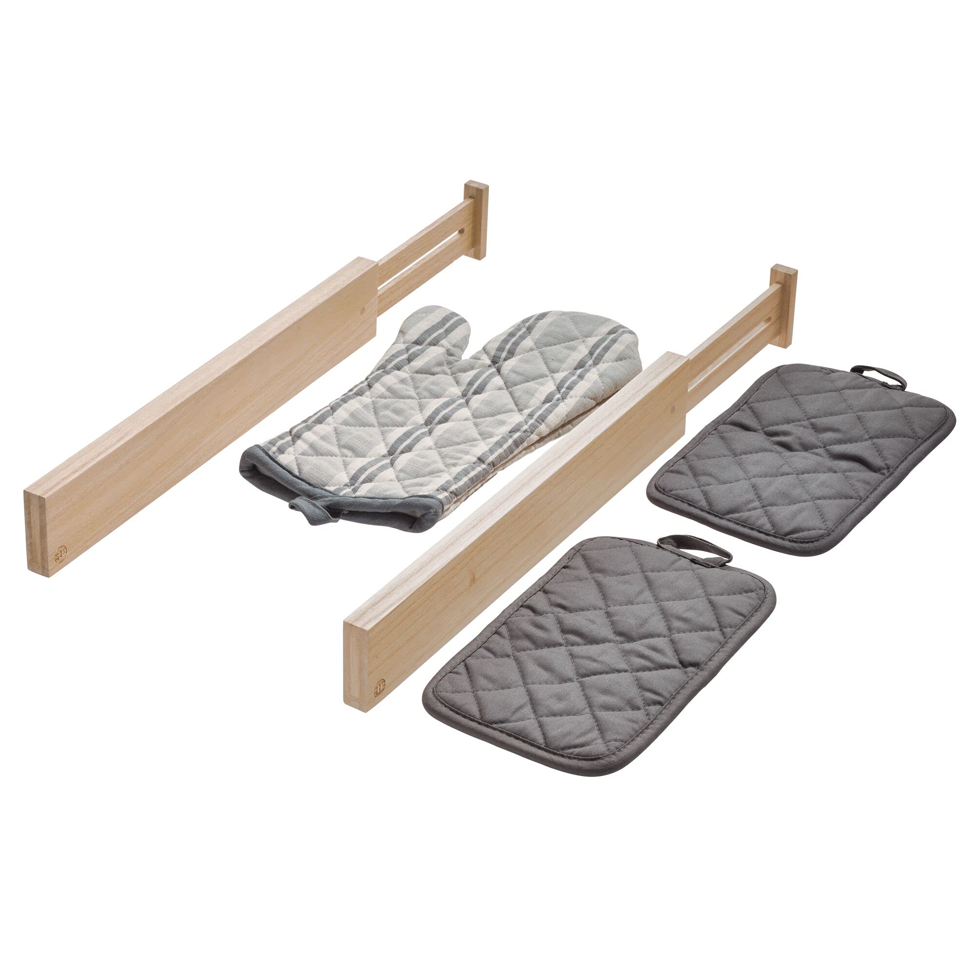Idesign Renewable Paulownia Wood Collection Expandable Drawer Divider Inserts, 2.5'' X 17''-22'', Set Of 2, Natural