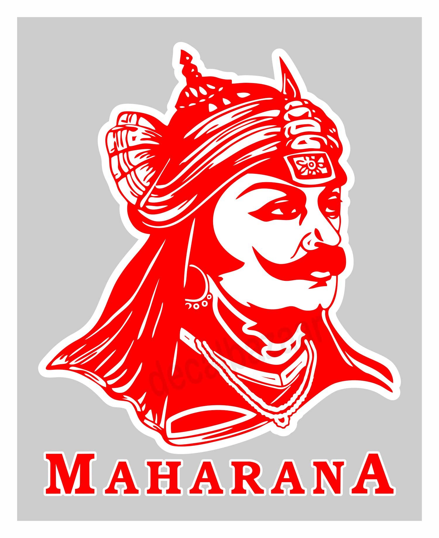 decalbazaar Vinyl Maharana Pratap Singh Glossy Glass Wall Vehicle Sticker, 11 x 8.5 Inches Red