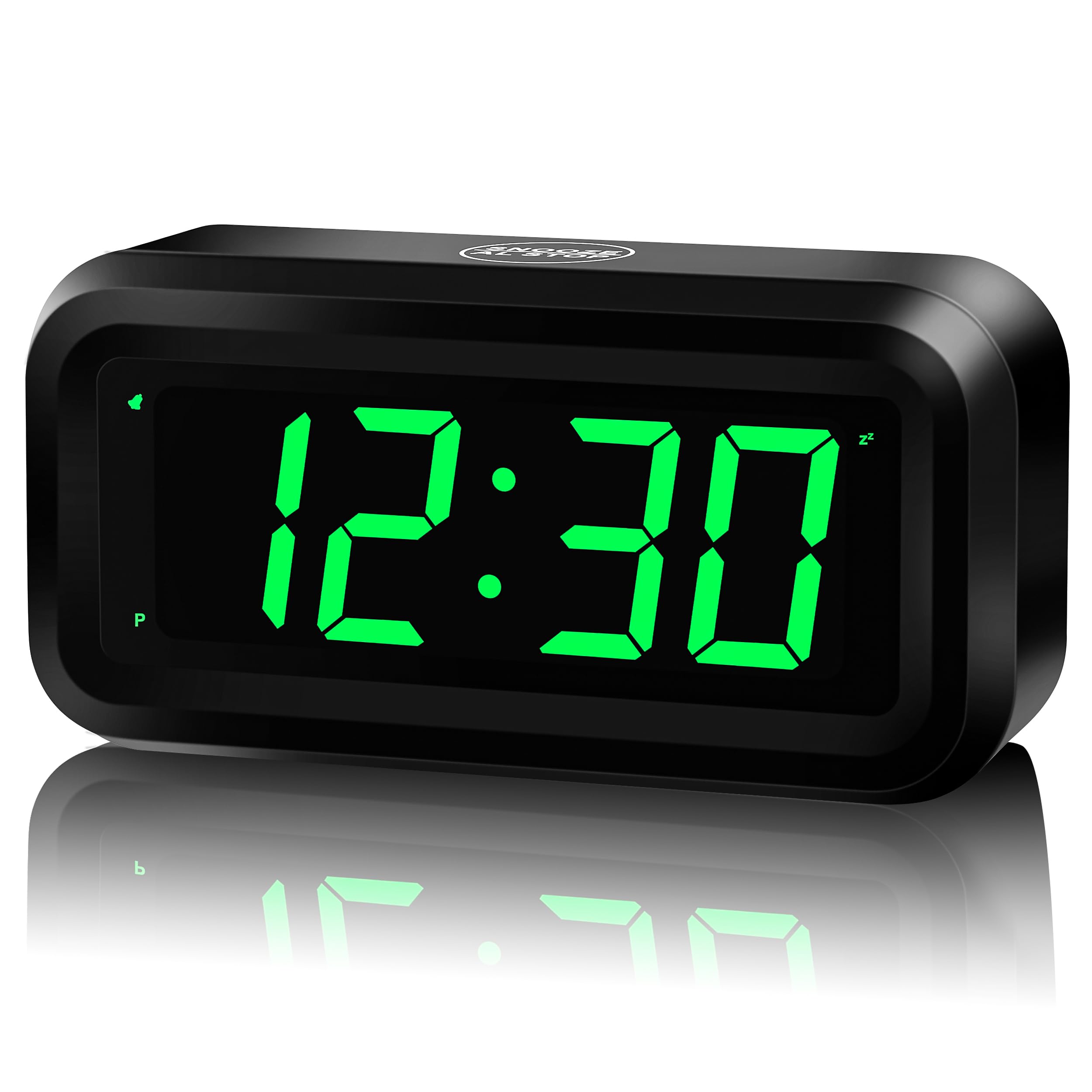 KWANWA Alarm Clock, Small Digital Clock, 1.2inch Green LED Clock, Adjustable Brightness, Dim Night Mode, 12H/24H, Battery Operat