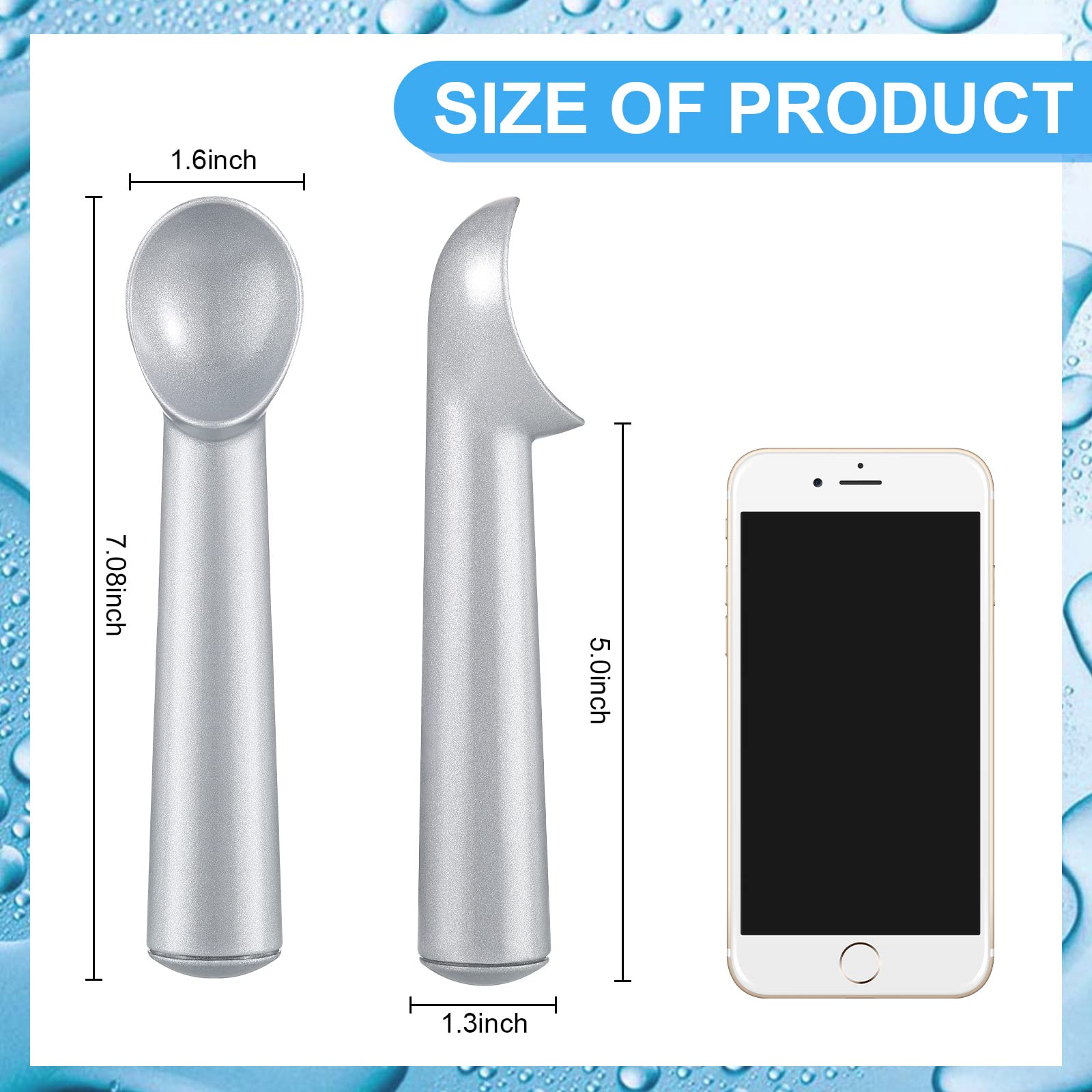Suclain 3 Pieces Ice Cream Scoop 7 Inches Nonstick Anti Freeze Ice Cream Scooper With Comfort Handle Aluminum Alloy Design Profe