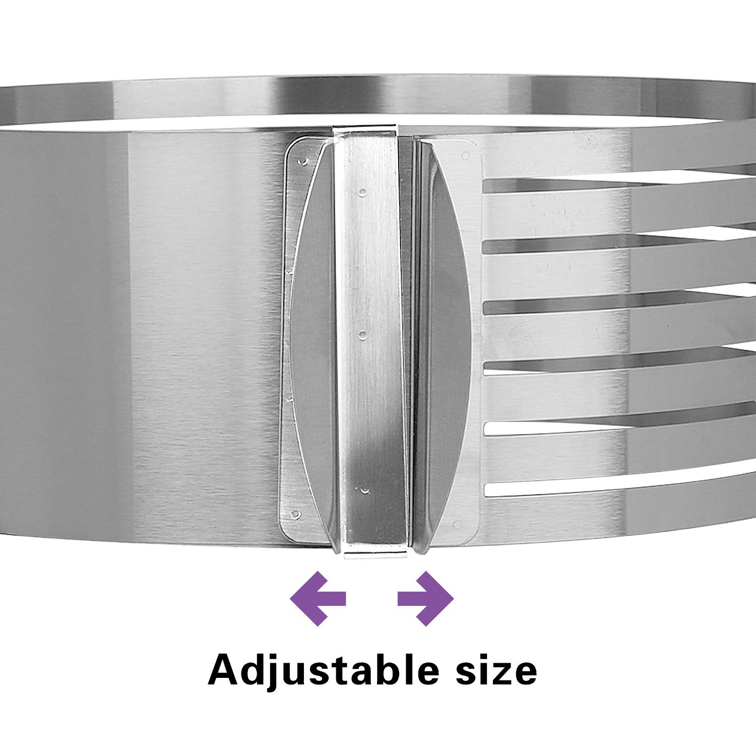 Keileoho Layer Cake Slicer Set, 2 Pcs Stainless Steel Adjustable 7 Layered Bread Cutter Ring With Respective Diameter Of 6-8 Inc