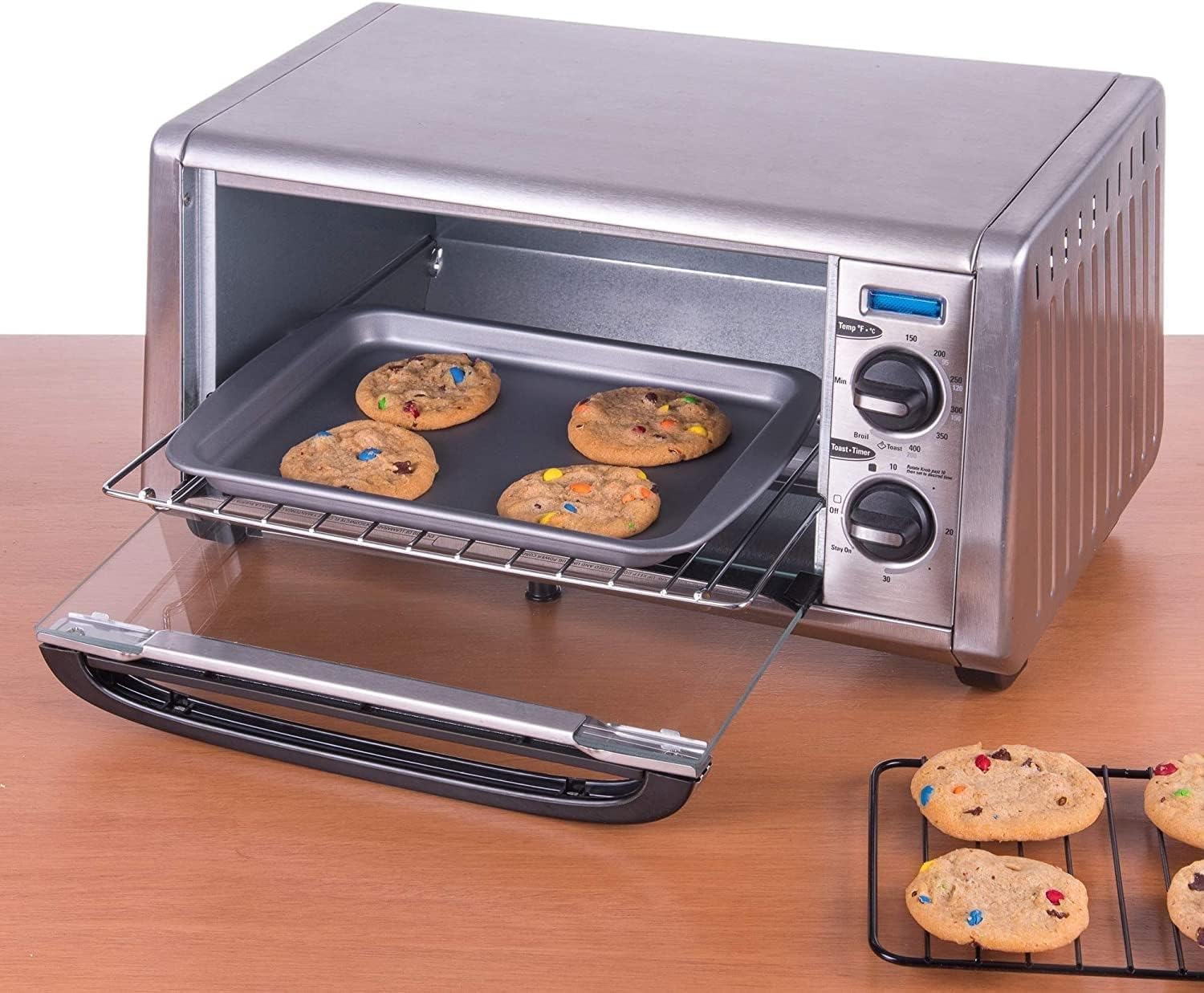 G & S Metal Products Company Ovenstuff Toaster Oven Cookie Baking Pan With Nonstick Cooling Rack, 8.5'' X 6.5''