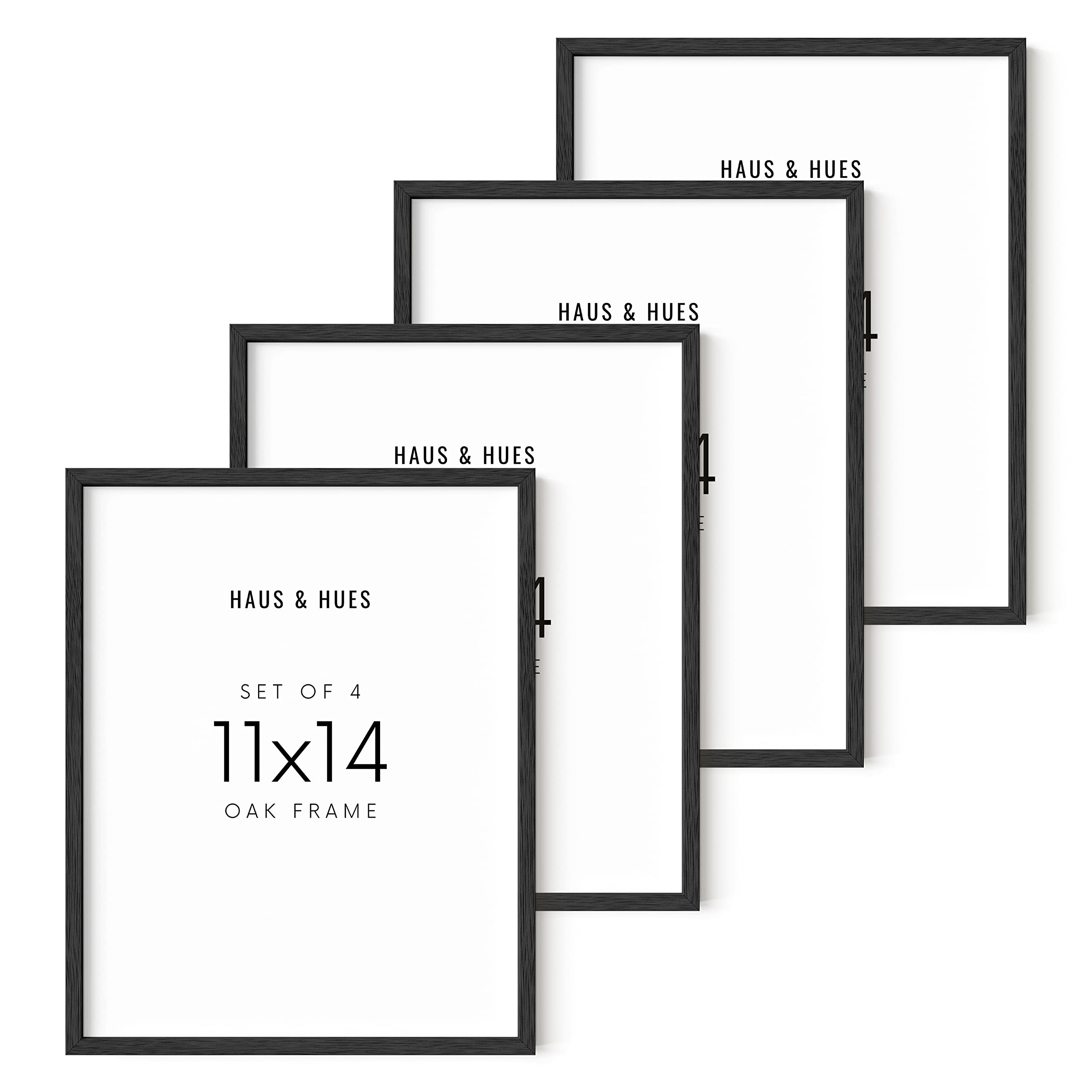 Haus And Hues 11X14 Black Oak Wood Frames Set Of 4 - Frame For Wall Art, Frame For Poster, 11X14 Poster Frame, Art Frames For Wa