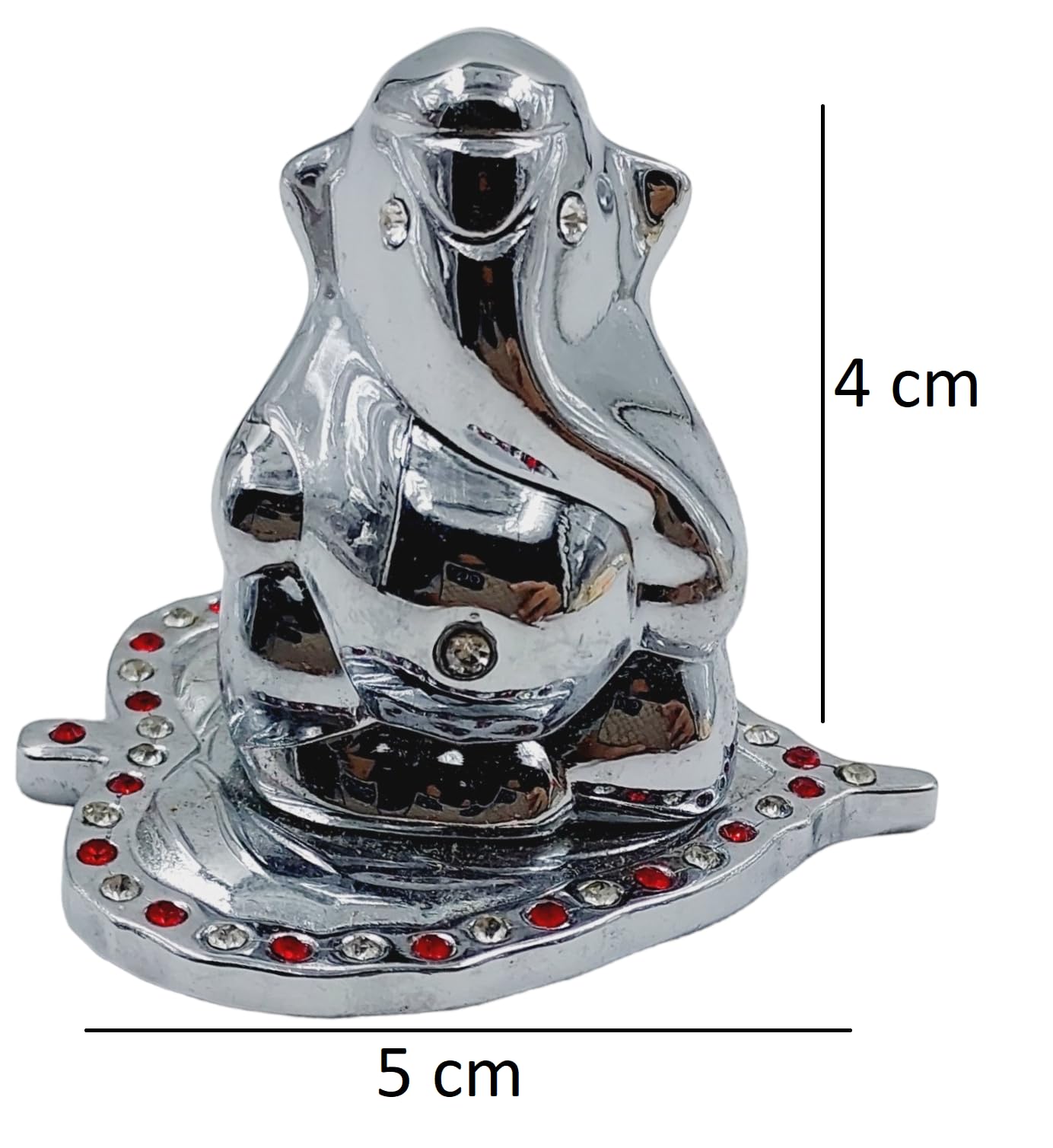 Artiskriti Ganpati Idol For Car Dashboard Decor, Temple Decoration, Ganesha On Leaf, Silver, 4 Cm