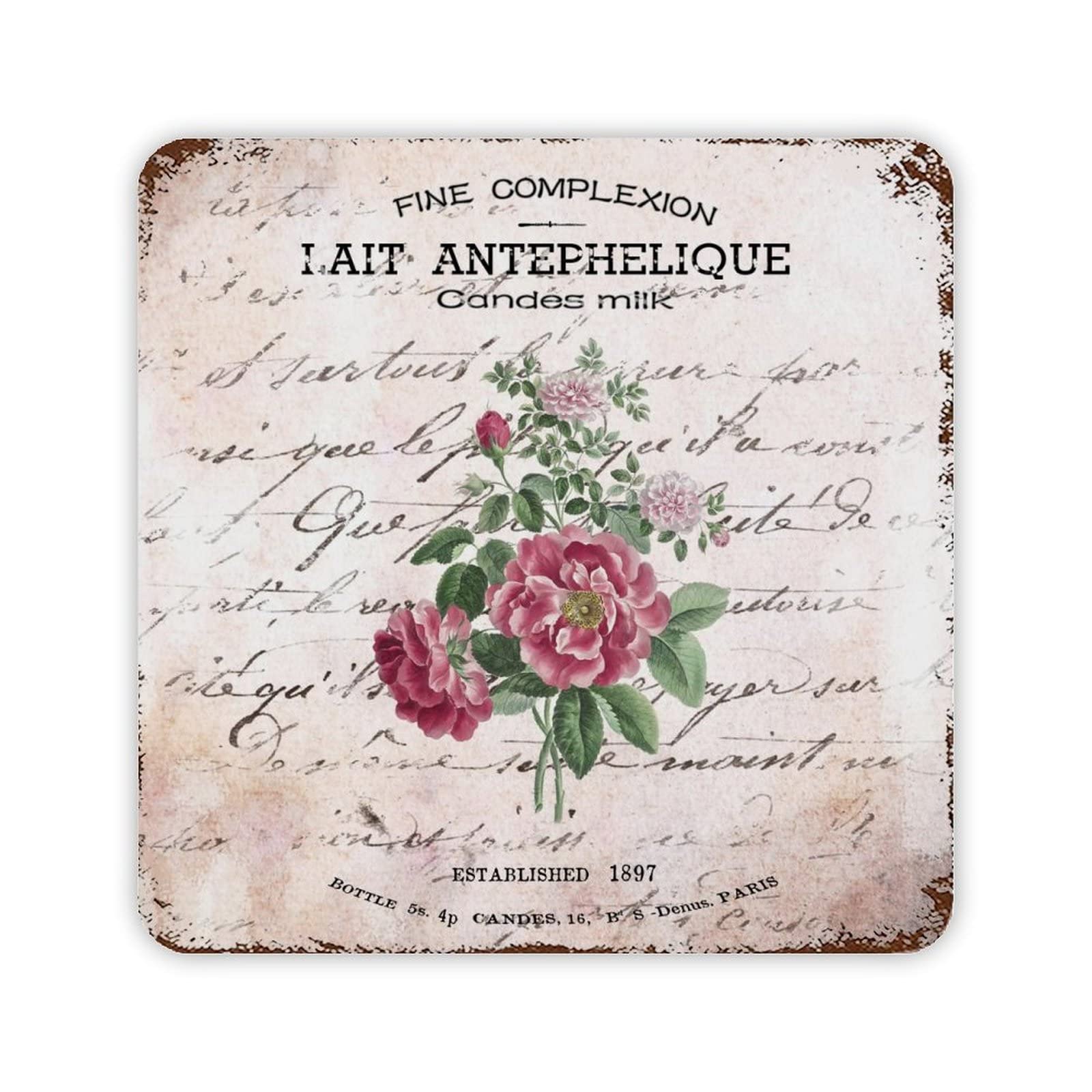 French Bouquet Pink Quote Metal Tin Sign Flower Sign Entryway Decor Gallery Wall Signs Retro Home Kitchen Outdoor Garden Wall De