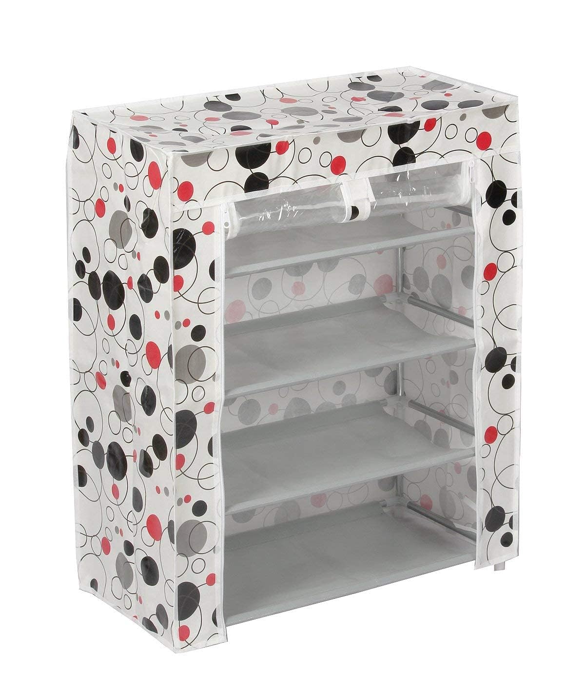 Maison & Cuisine Collapsible Wardrobe Light Weight Foldable Shelves Storage Organizer Almirah For Home And Office 4 Layer (White