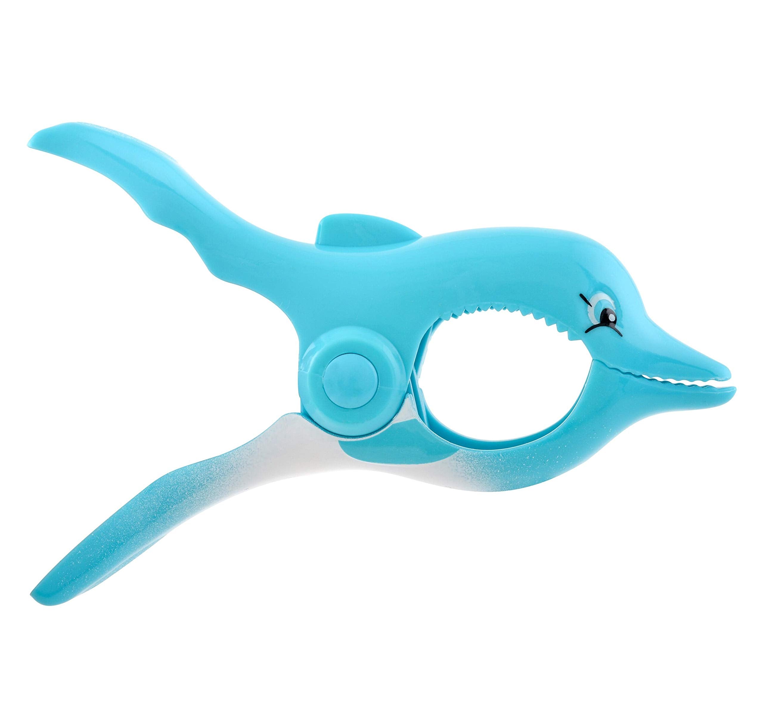 O2Cool Bocaclips - Beach Towel Clips For Beach Chairs, Patio And Pool Accessories - (Dolphin) 2 Count