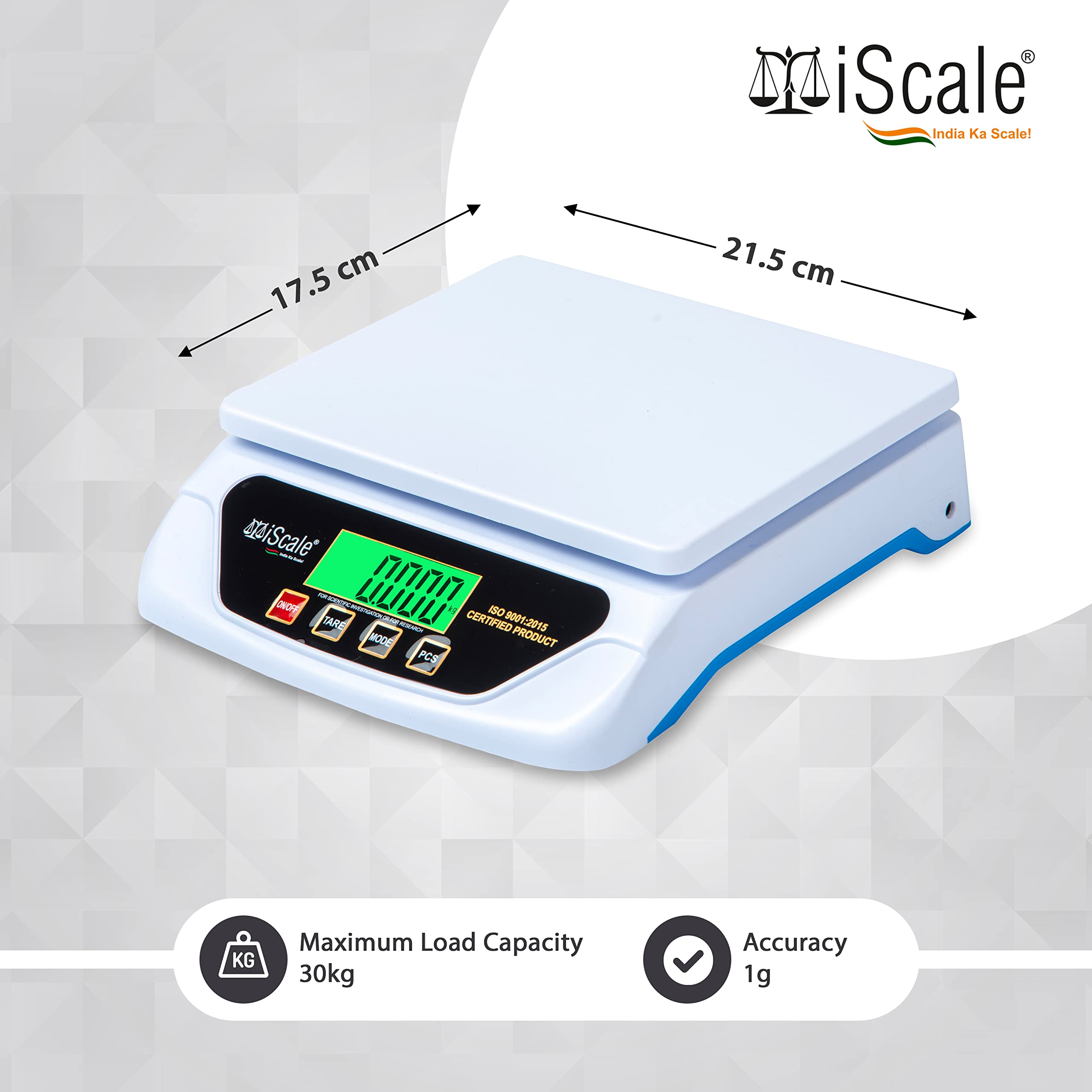 Iscale Digital Kitchen And Multipurpose Weighing Machine Capacity Upto 30Kg With Direct Power Adapter, Best Suitable For 5-10Kg