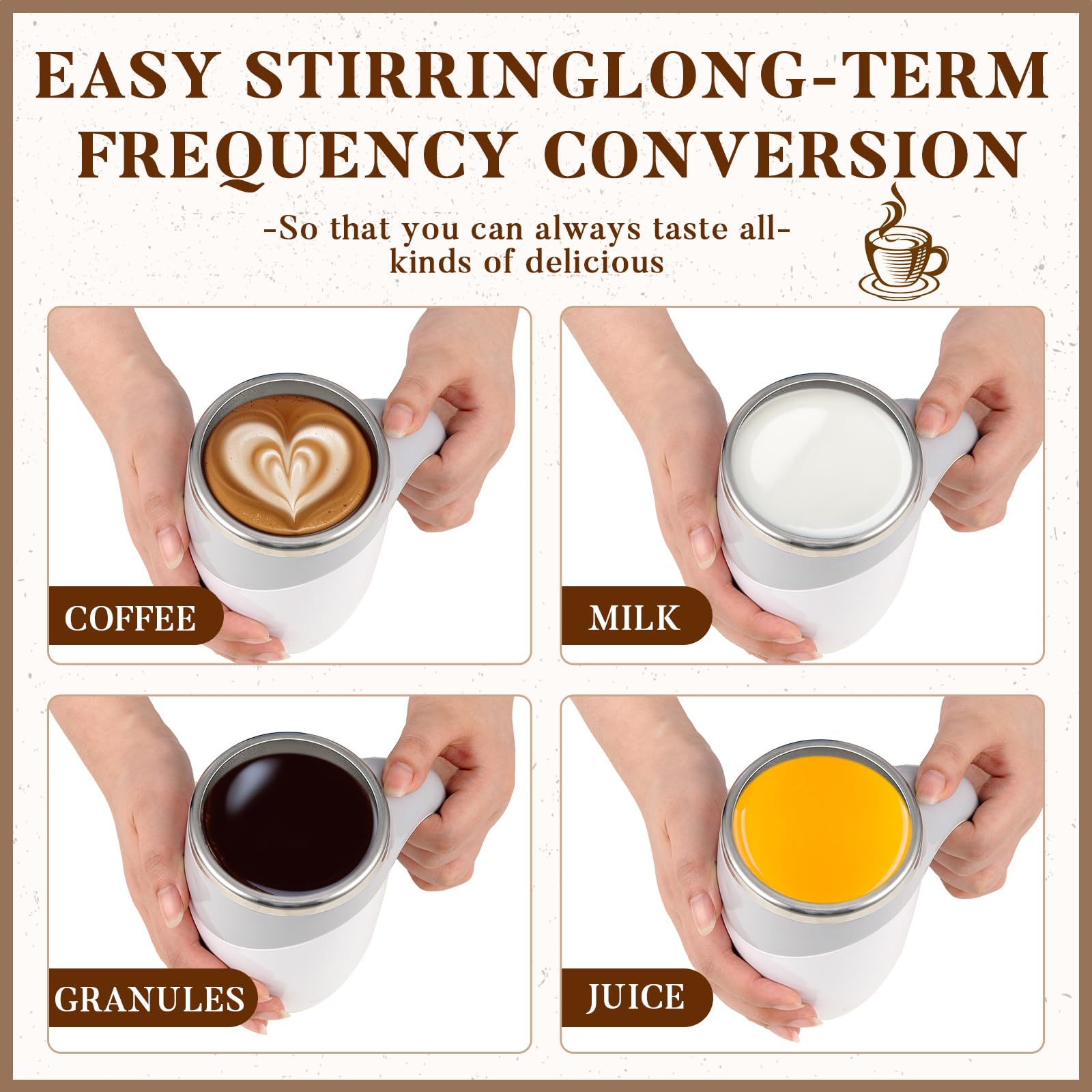 Patelai 1 Pc Self Stirring Coffee Mug Bulk Mixing Cup 13.5Oz Stainless Steel Automatic Travel Stirring Mug Gift For Men Woman Fa