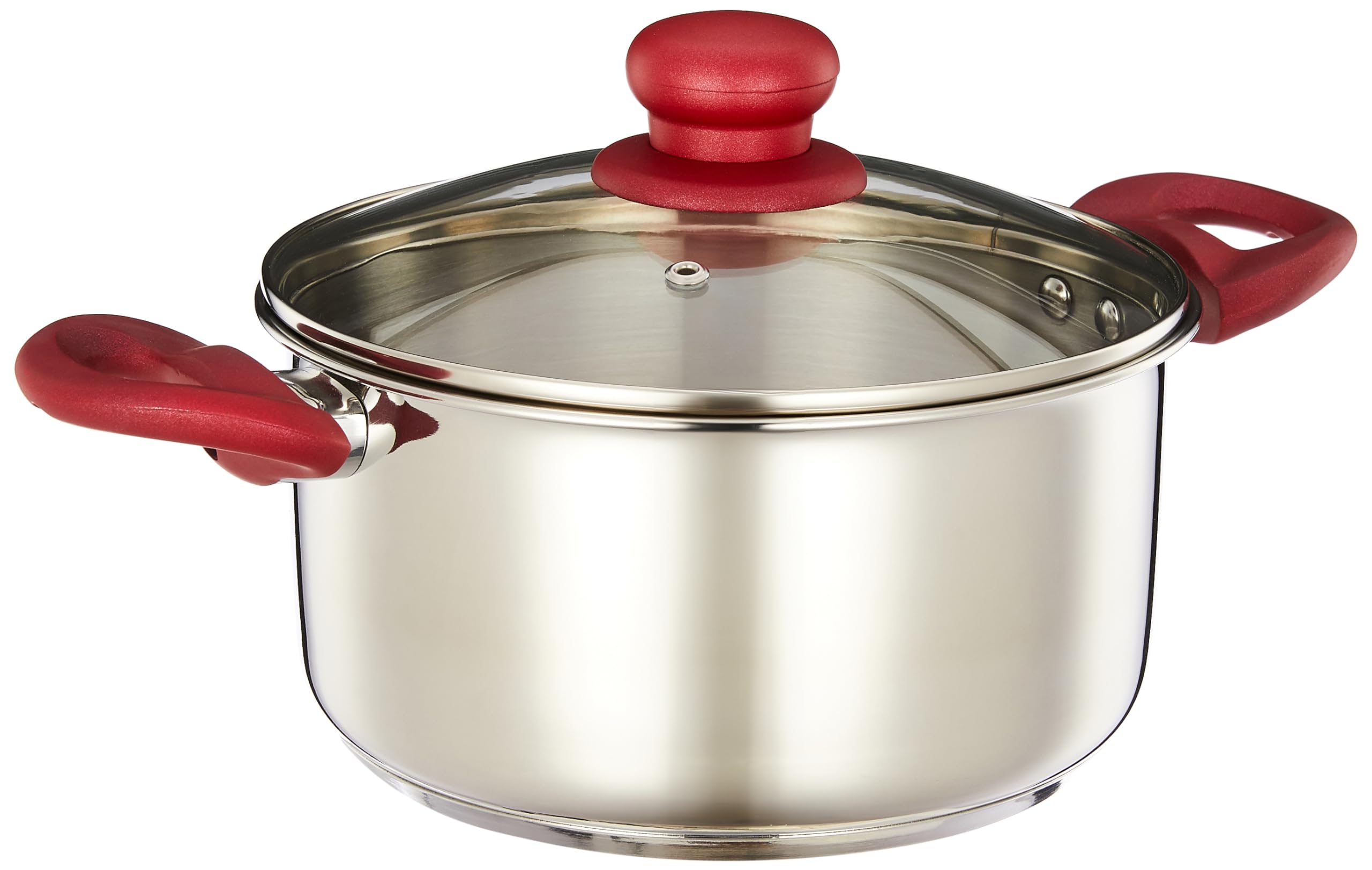 Amazon Brand - Solimo Stainless Steel Casserole With Glass Lid | Impact-Forged Bottom | Soft-Touch Handle | Dishwasher-Safe | 20