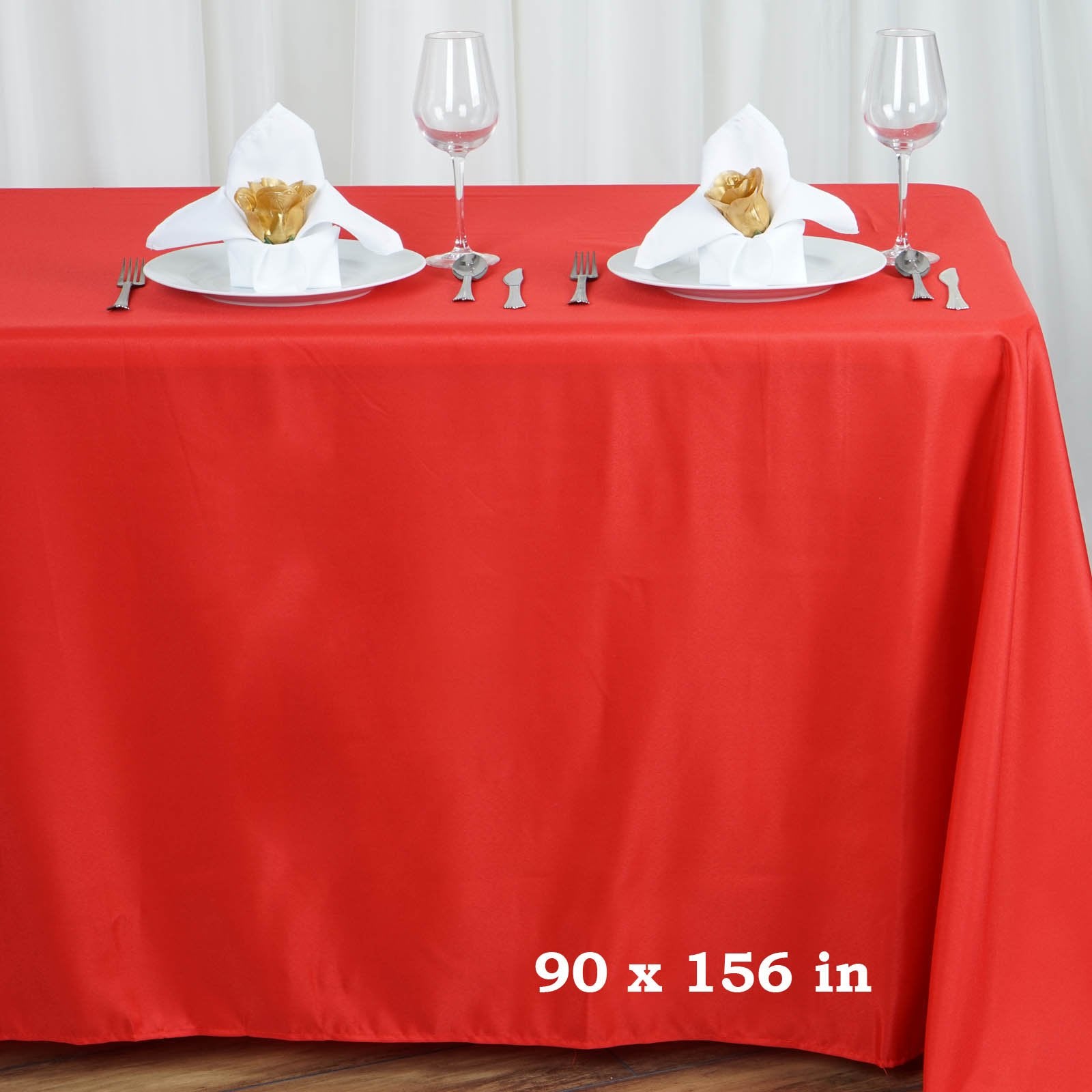 Tableclothsfactory Red 90X156 Polyester Rectangle Tablecloths