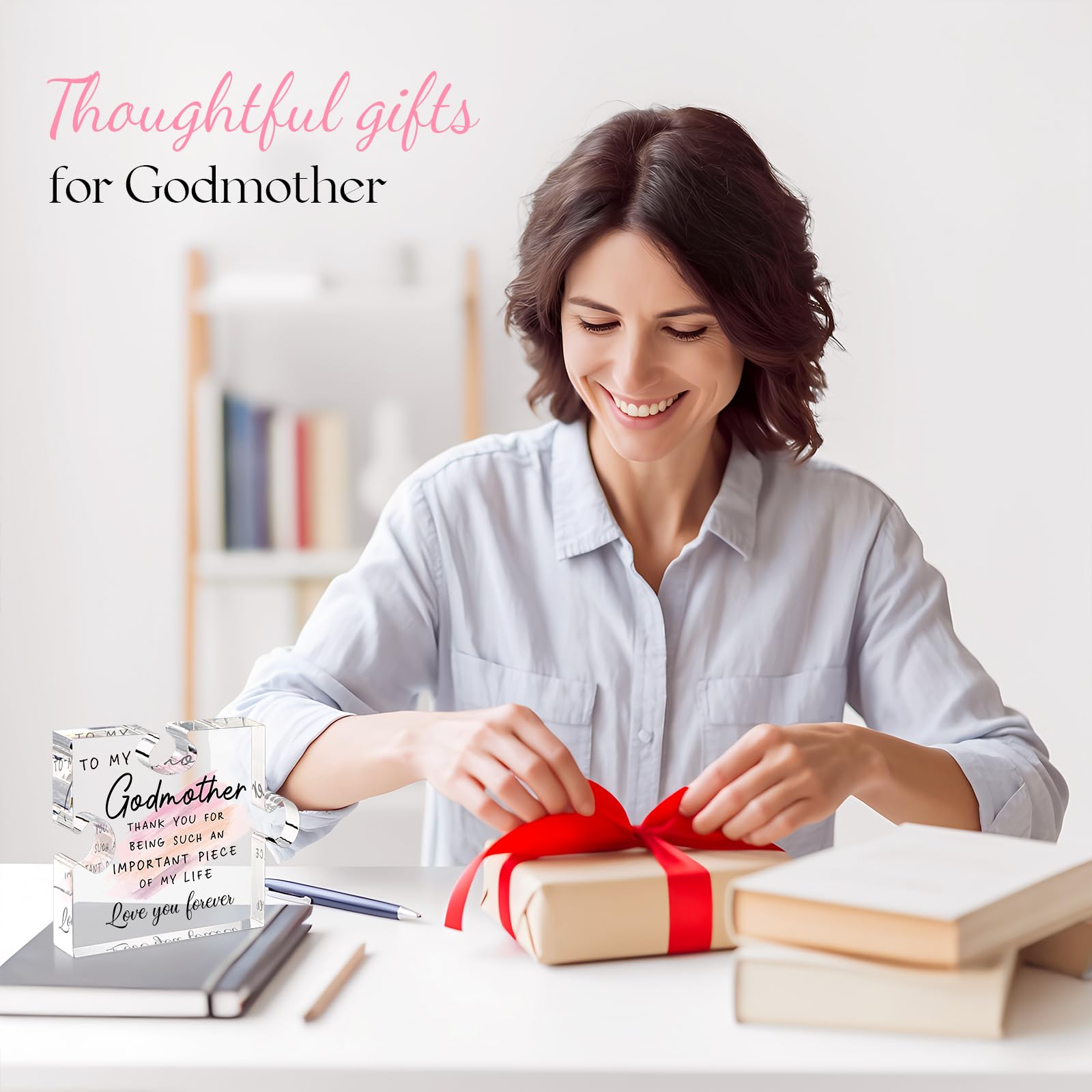 LukieJac Godmother Gift from Godchild for Godmother Proposal Gift Puzzle Piece God Mother Birthday Christmas Promoted to Godmoth