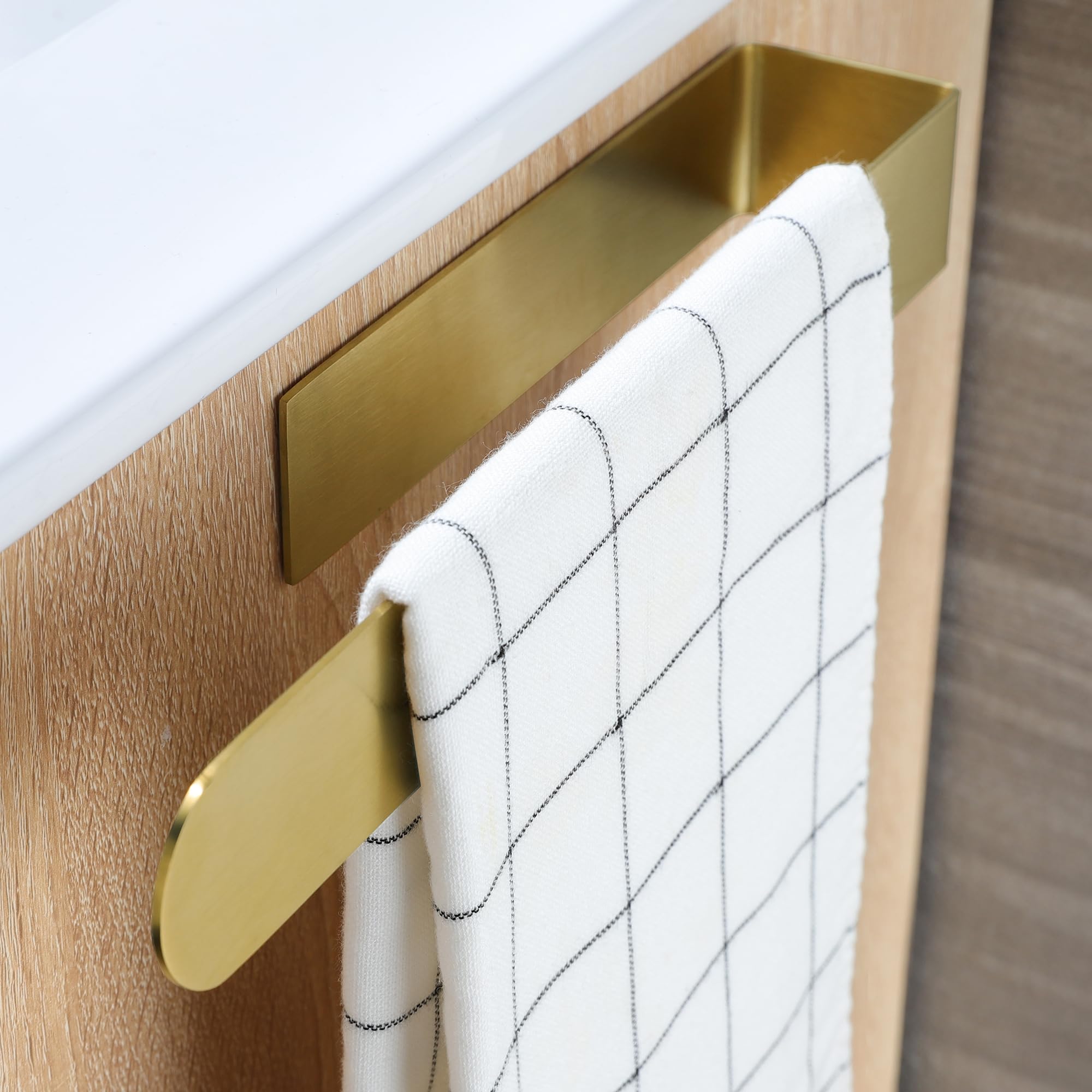 Taozun Gold Hand Towel Holder, Adhesive Towel Rack Bathroom Towel Bar Stick On Wall, Stainless Steel Towel Ring Whithout Drillin