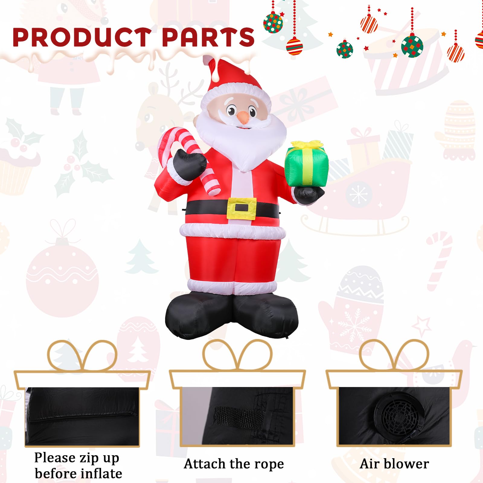 MUMTOP 10FT Tall Christmas Inflatables Outdoor Decorations, Giant Inflatables Santa Claus with Candy Cane Blow up Yard Decoratio