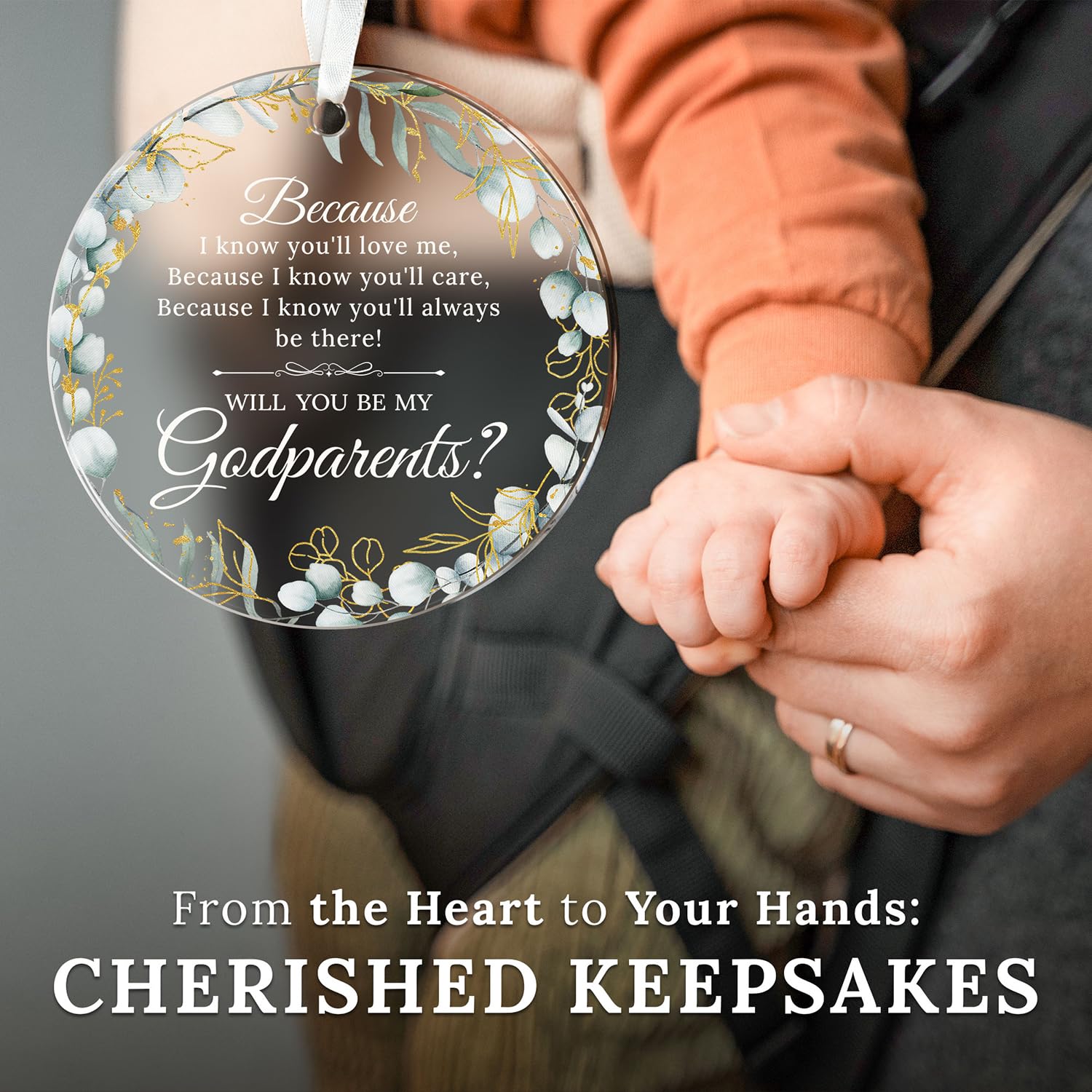 HEXMOZ Godparents Proposal Gift - Will You Be My Godparents Ornament - Godparent Gifts for Baptism, Catholic Godparent Ornament,