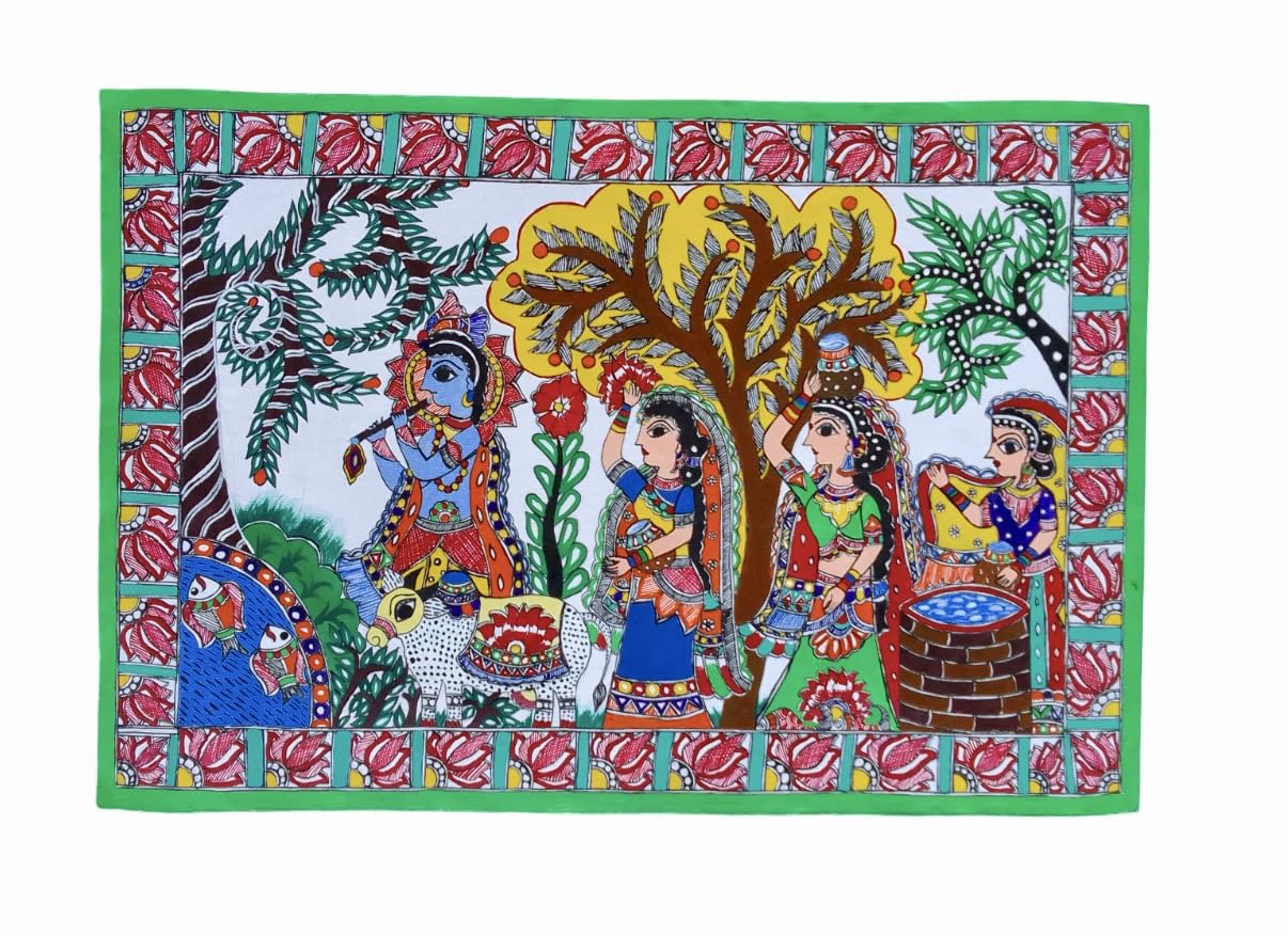 MINI ART Beautiful handmade madhubani/mithila painting for living room/bed room/home decor (22 X 15 INCH)-UNFRAMED