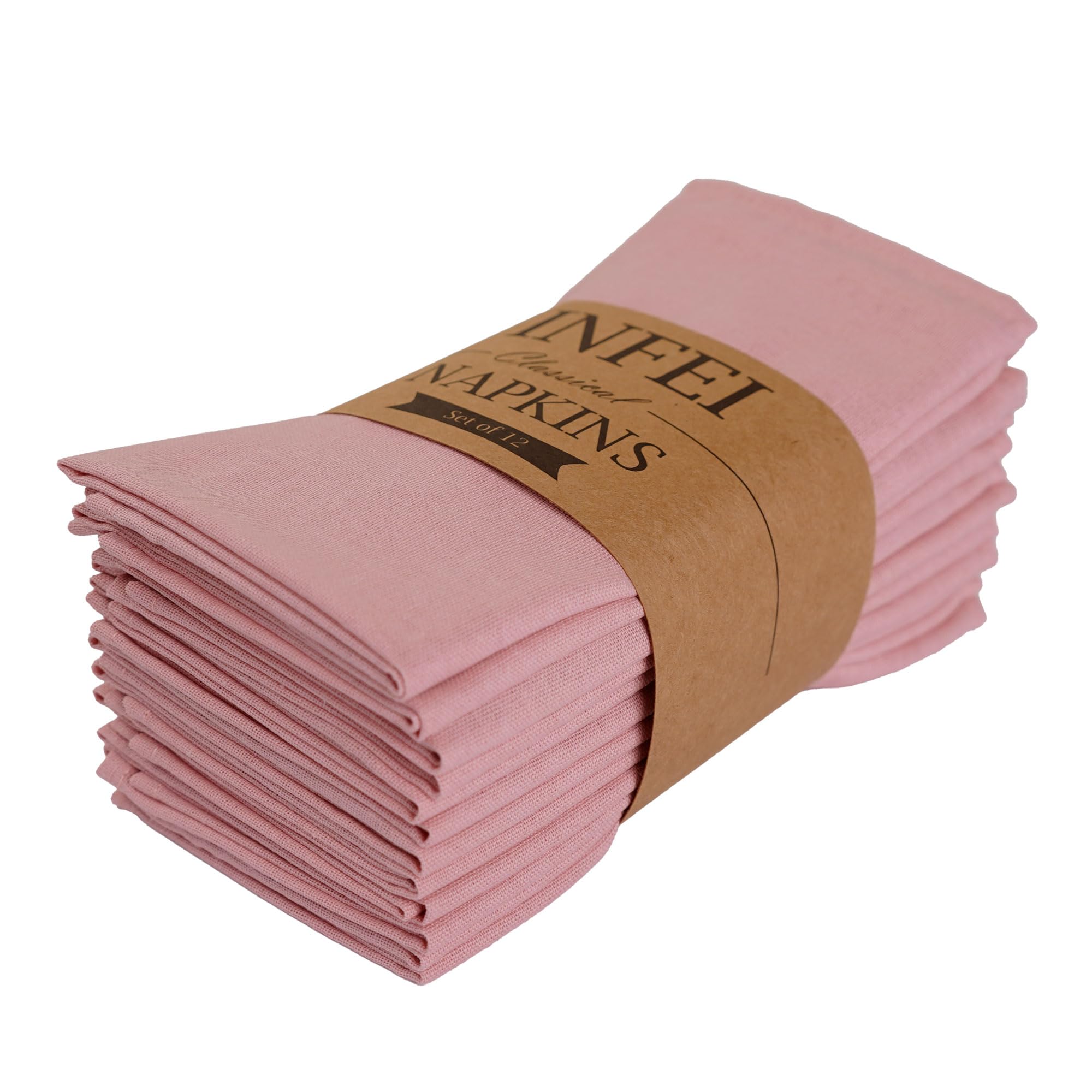 Infei Solid Color Linen Blended Thin Dinner Cloth Napkins - Set Of 12 (40 X 40 Cm) - For Wedding Parties Events & Home Use (Blus