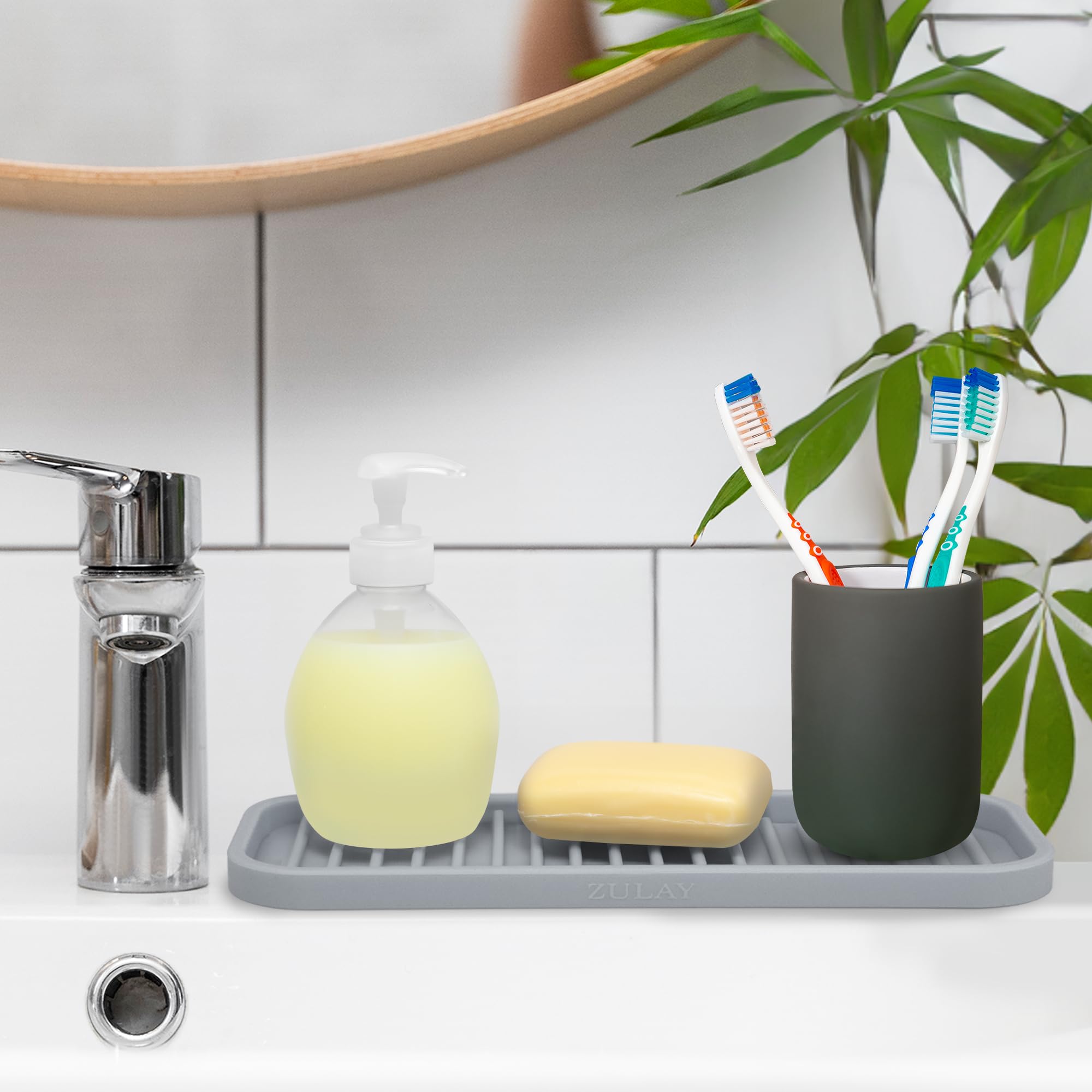 Zulay (9X3.5) Silicone Sponge Holder For Kitchen Sink - Flexible Multipurpose Kitchen Soap Tray Sponge Holder - Sink Organizer T
